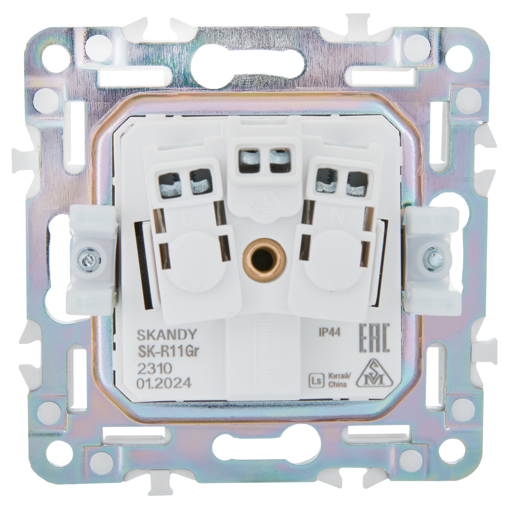 SKANDY Розетка 1-местная с заземлением с защитными шторками и крышкой 16А IP44 SK-R11Gr серый IEK