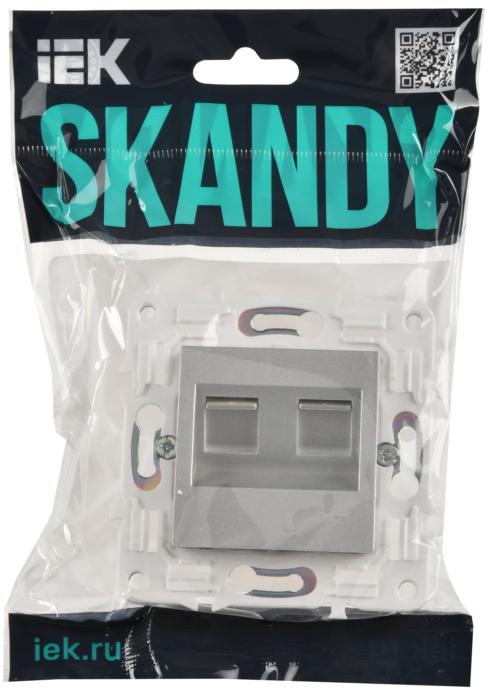 SKANDY Розетка компьютерная двойная RJ45 кат.5E SK-K03S серебряный IEK