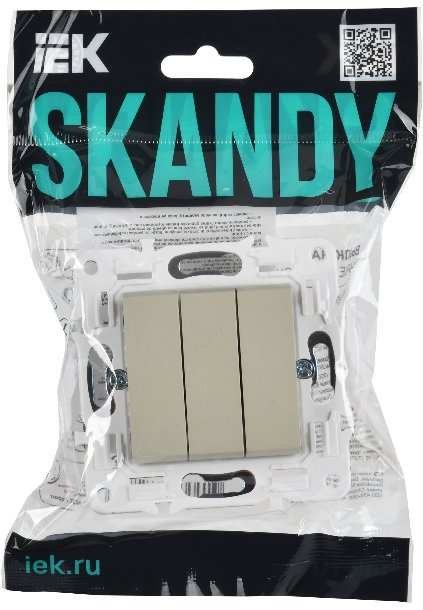 SKANDY Выключатель 3-клавишный 10А SK-V11B бежевый IEK