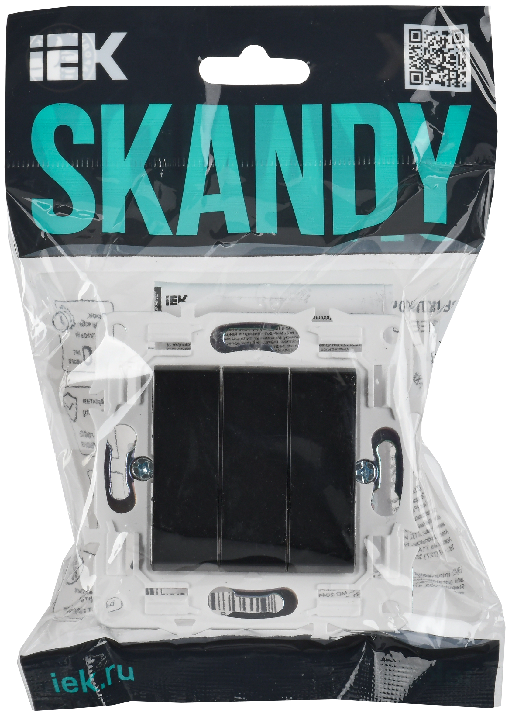 SKANDY Выключатель 3-клавишный 10А SK-V11Bl черный IEK