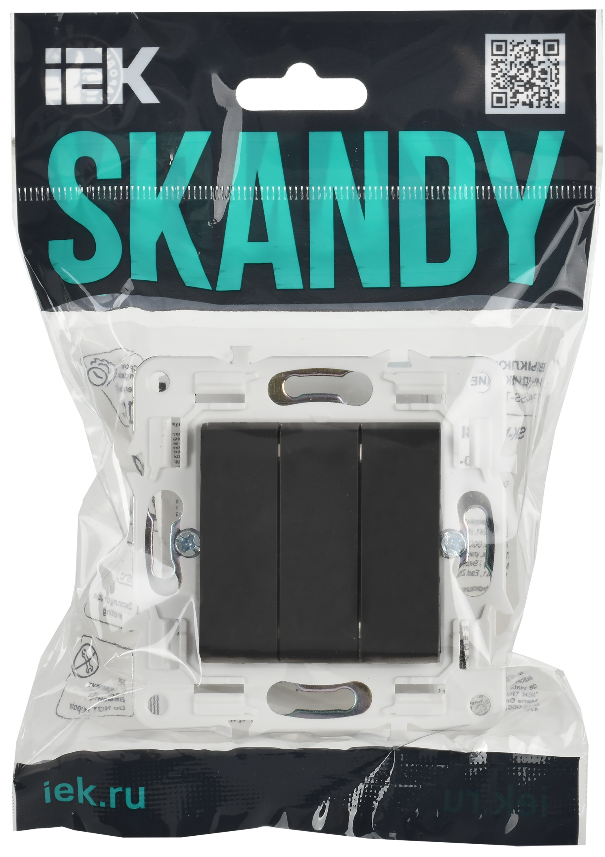 SKANDY Выключатель 3-клавишный 10А SK-V11G графит IEK