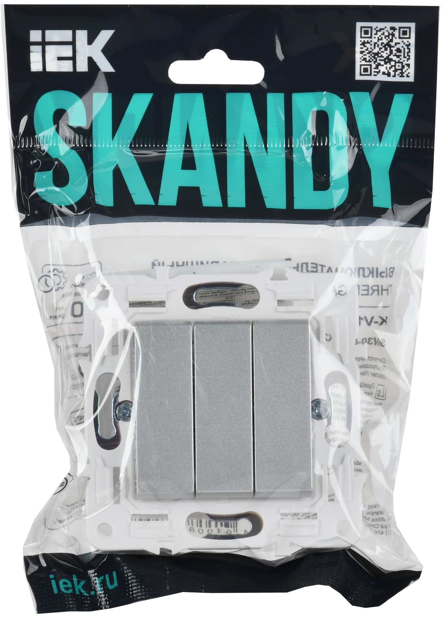 SKANDY Выключатель 3-клавишный 10А SK-V11S серебряный IEK