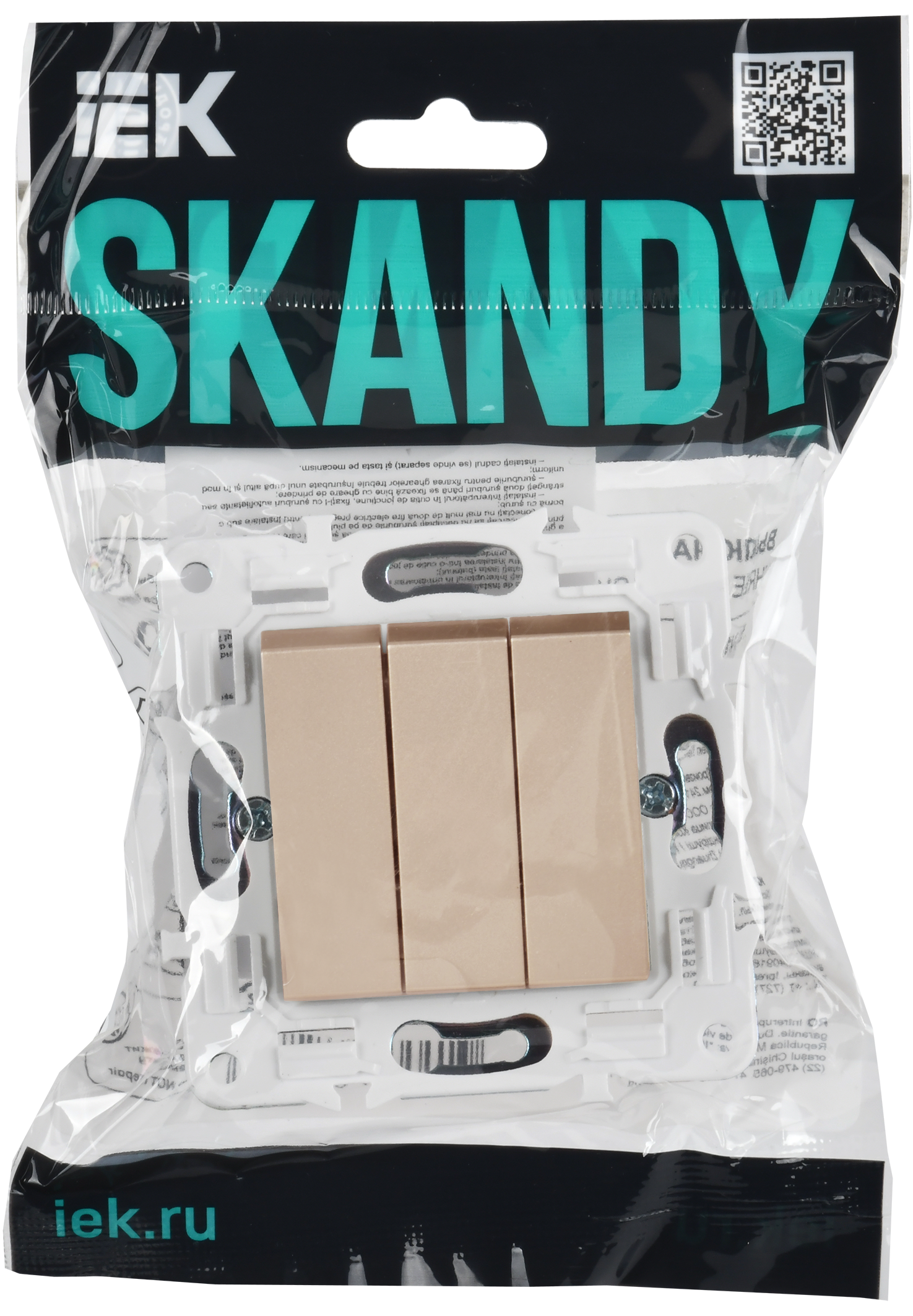 SKANDY Выключатель 3-клавишный 10А SK-V11Sa песочный IEK