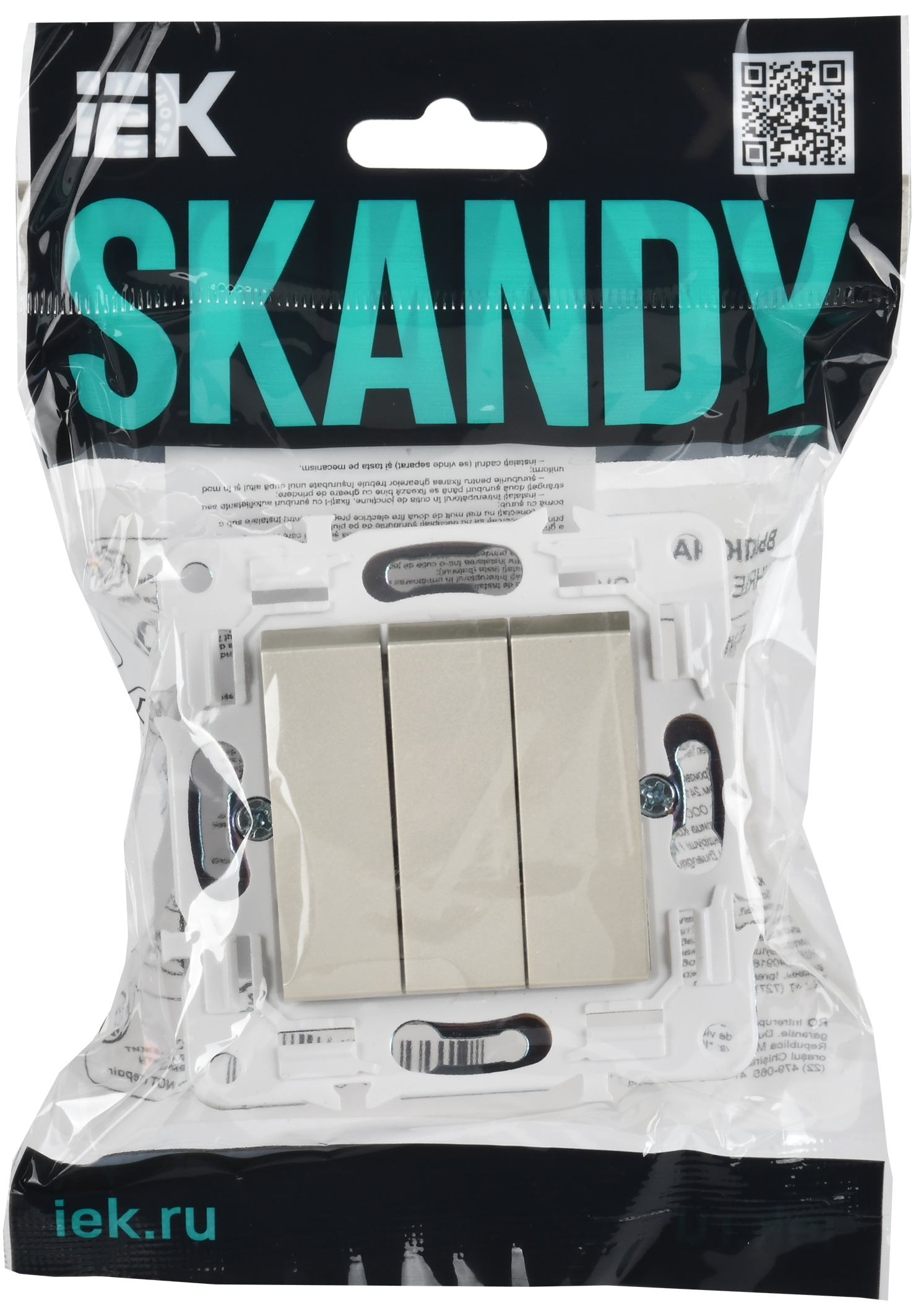 SKANDY Выключатель 3-клавишный 10А SK-V11Sh шампань IEK