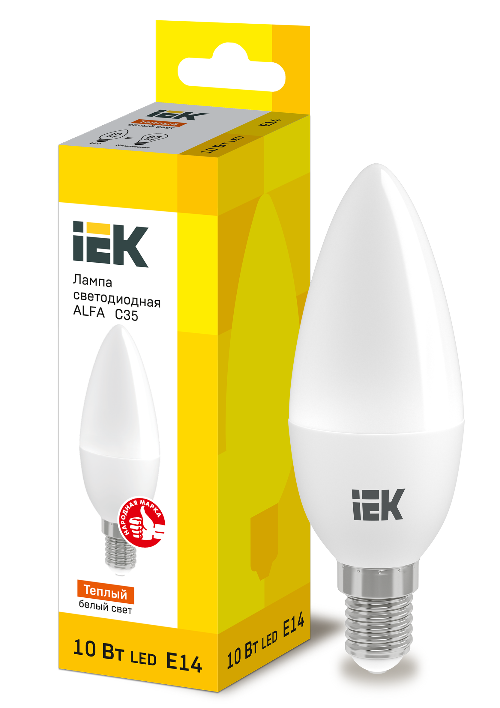 Лампа светодиодная ALFA C35 свеча 10Вт 230В 3000К E14 IEK