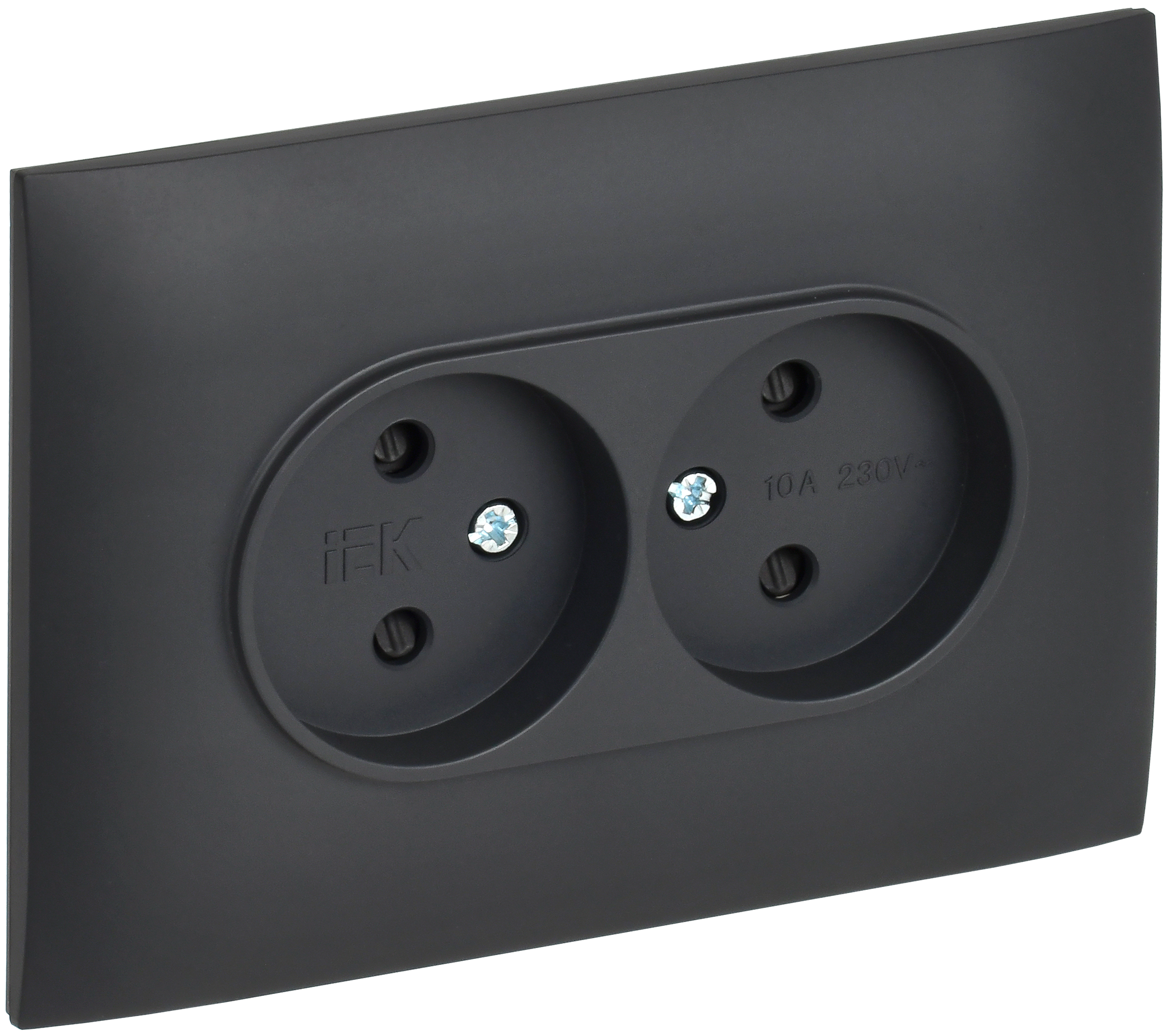 SKANDY Розетка 2-местная без заземления с защитными шторками 10А в сборе SK-R09T титан IEK