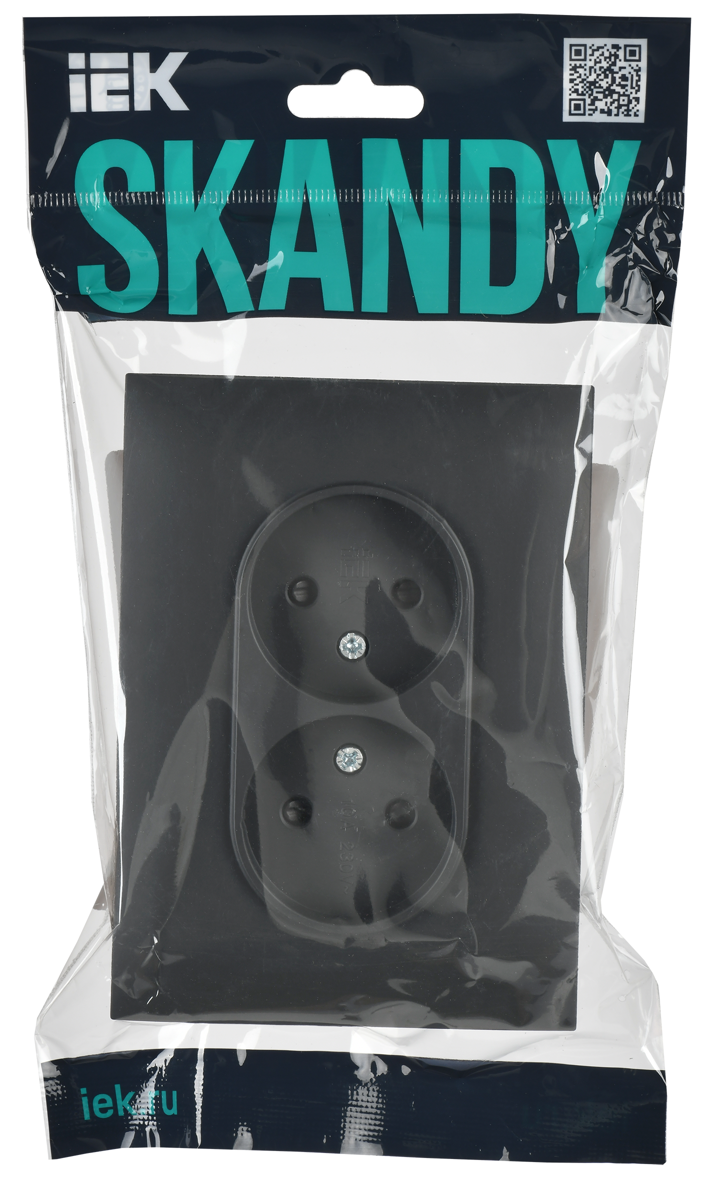 SKANDY Розетка 2-местная без заземления с защитными шторками 10А в сборе SK-R09T титан IEK