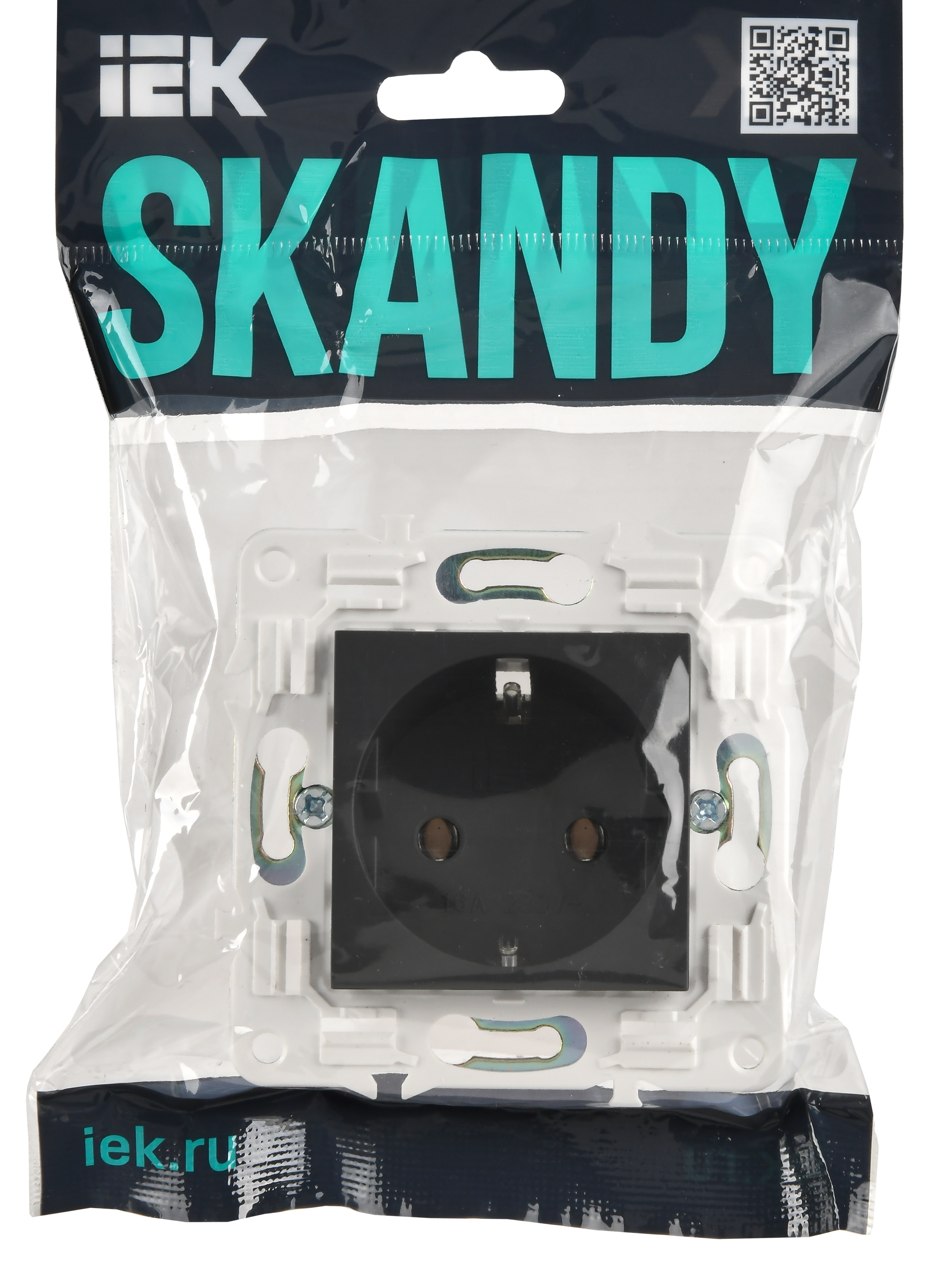 SKANDY Розетка с заземлением без защитных шторок 16А SK-R05G графит IEK