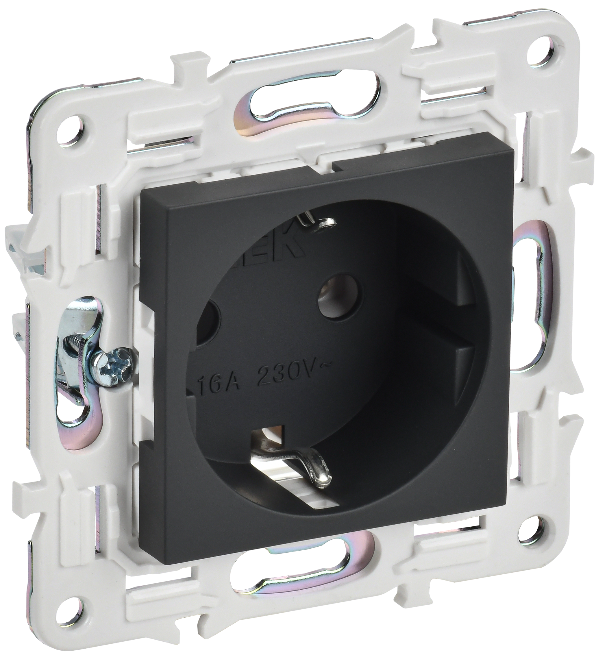 SKANDY Розетка с заземлением без защитных шторок 16А SK-R05G графит IEK