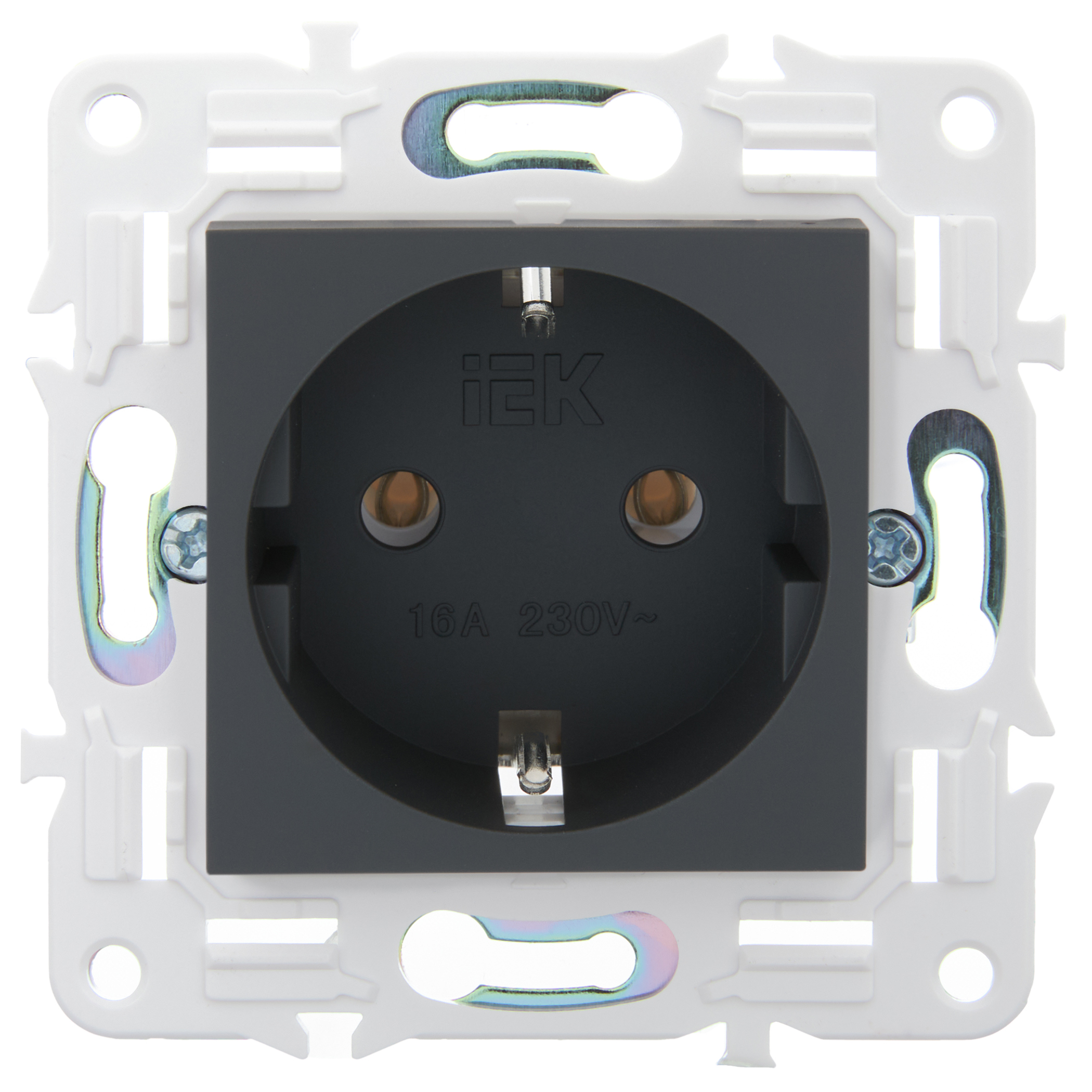 SKANDY Розетка с заземлением без защитных шторок 16А SK-R05G графит IEK