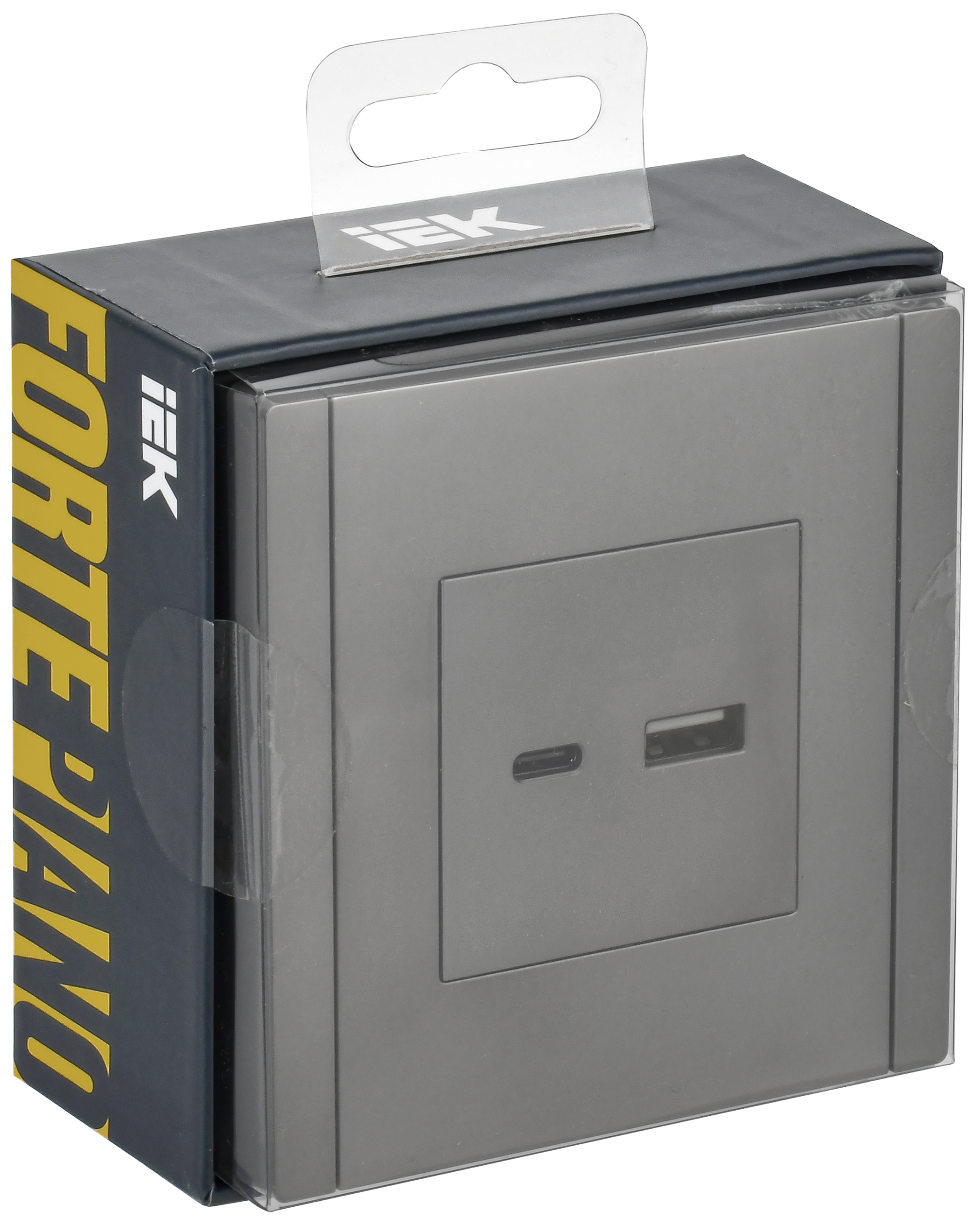 FORTE&PIANO Розетка USB A+C 18Вт FP551 сталь IEK