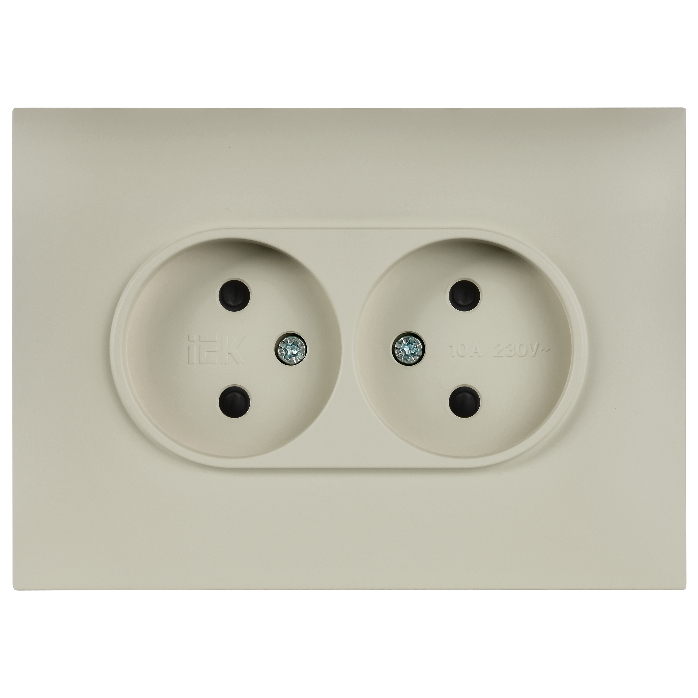 SKANDY Розетка 2-местная без заземления с защитными шторками 10А в сборе SK-R09B бежевый IEK