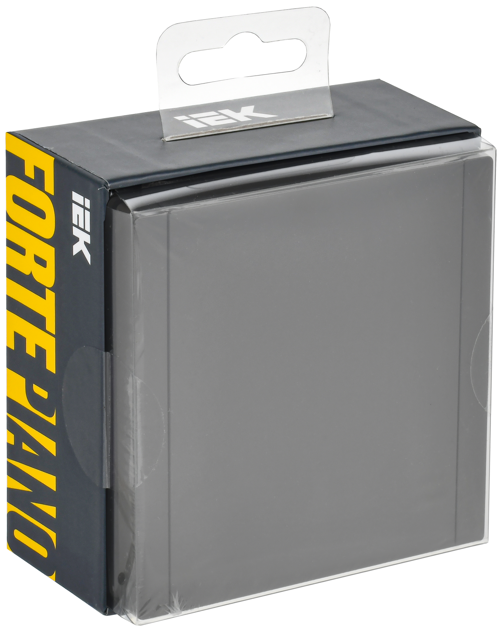 FORTE&PIANO Розетка 1-местная с заземлением с защитными шторками и крышкой безвинтовое крепление 16А IP44 FP319 серый IEK