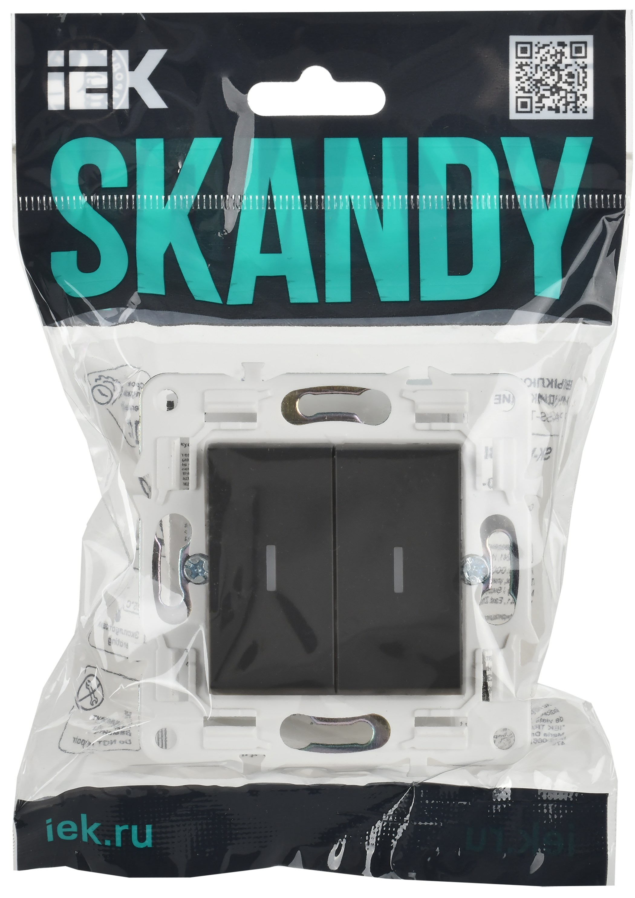 SKANDY Выключатель 2-клавишный проходной с индикацией 10А SK-V10G графит IEK