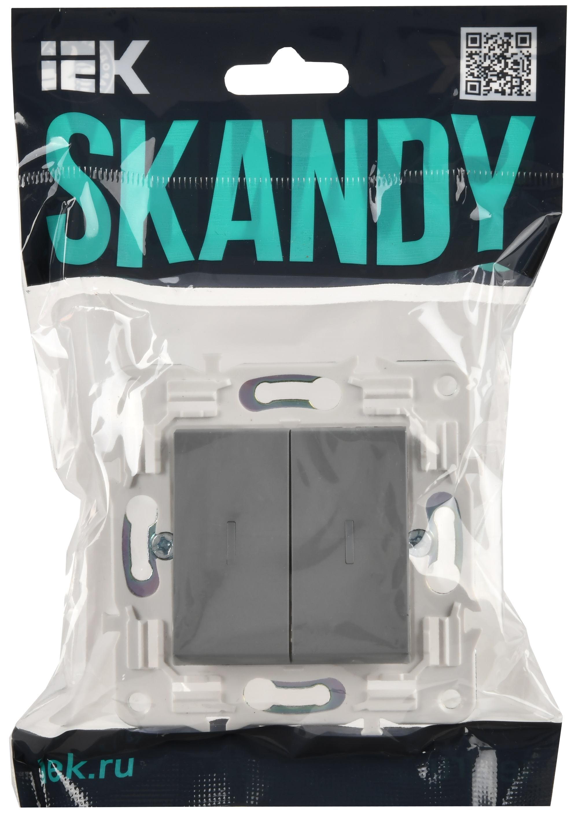 SKANDY Выключатель 2-клавишный проходной с индикацией 10А SK-V10Gr серый IEK