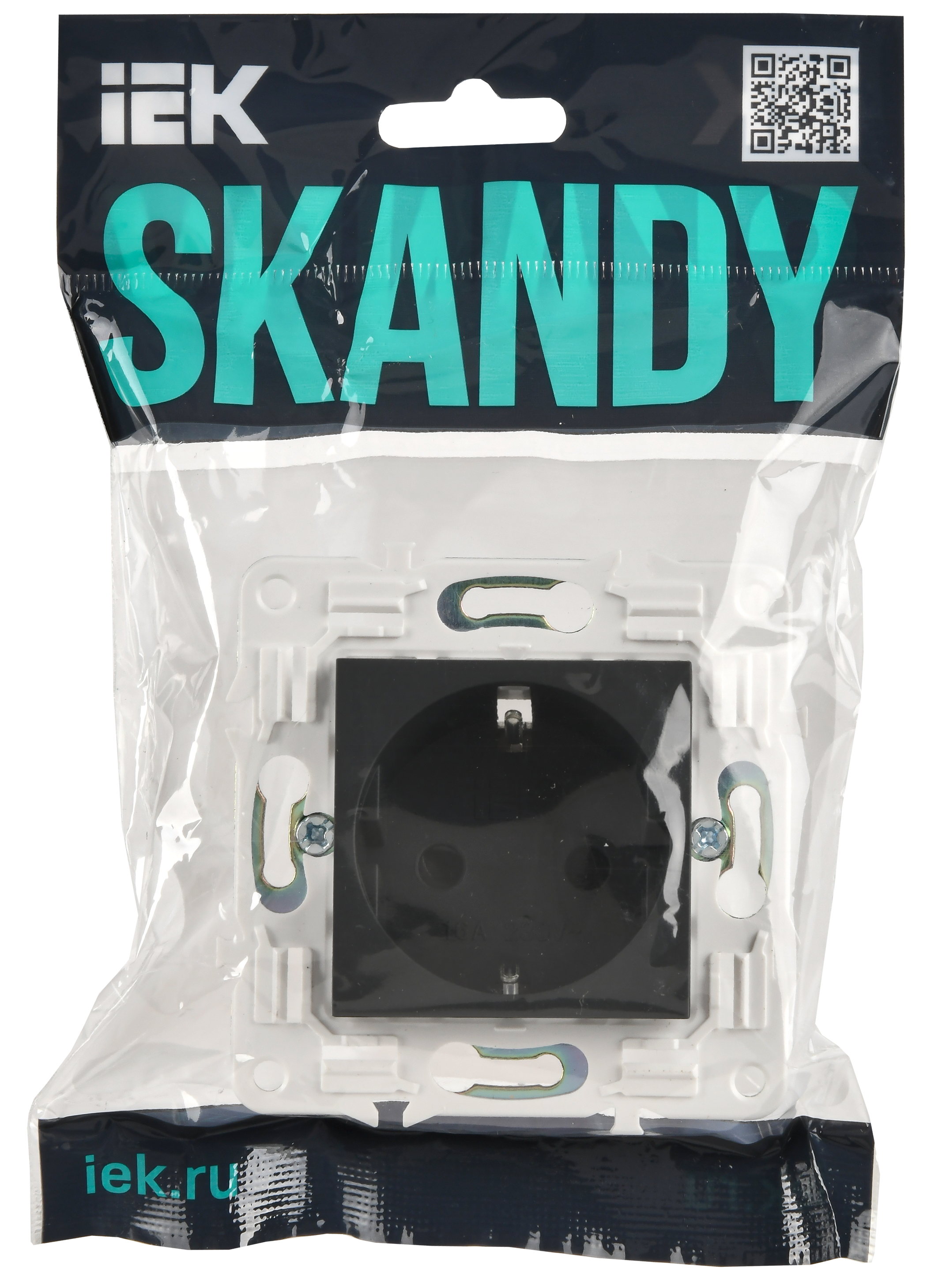 SKANDY Розетка с заземлением с защитными шторками 16А SK-R04G графит IEK
