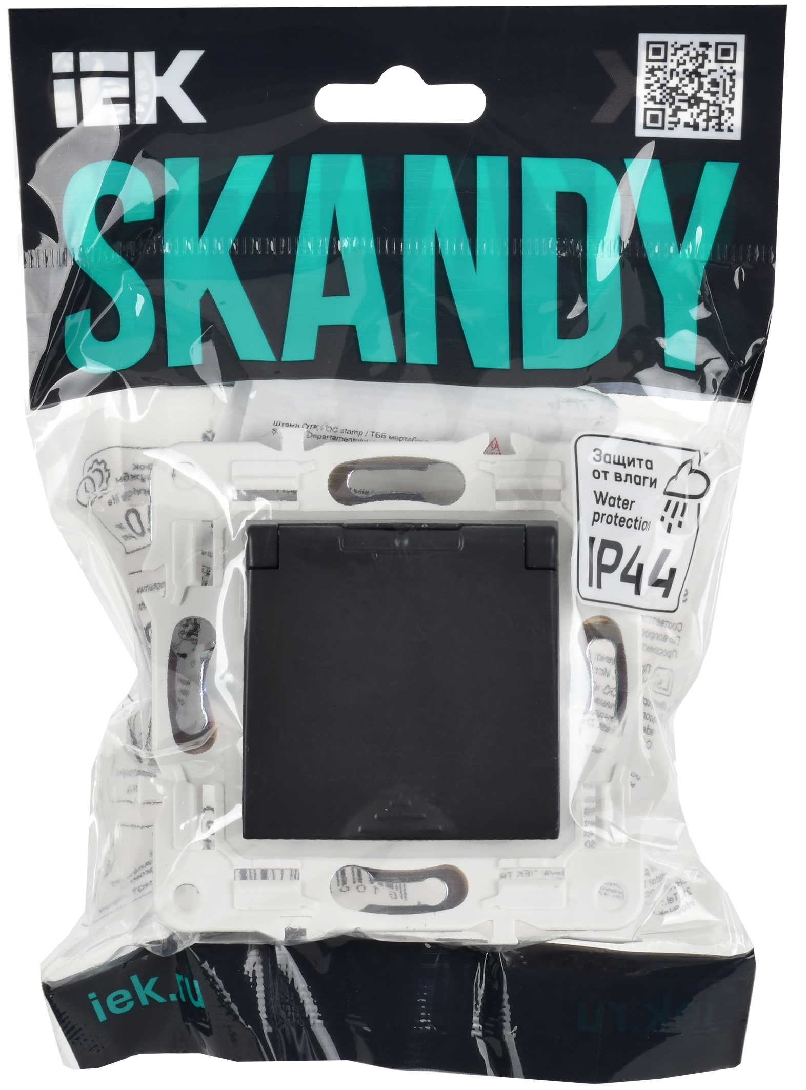 SKANDY Розетка 2-местная с заземлением с защитными шторками 16А в сборе SK-R07T титан IEK