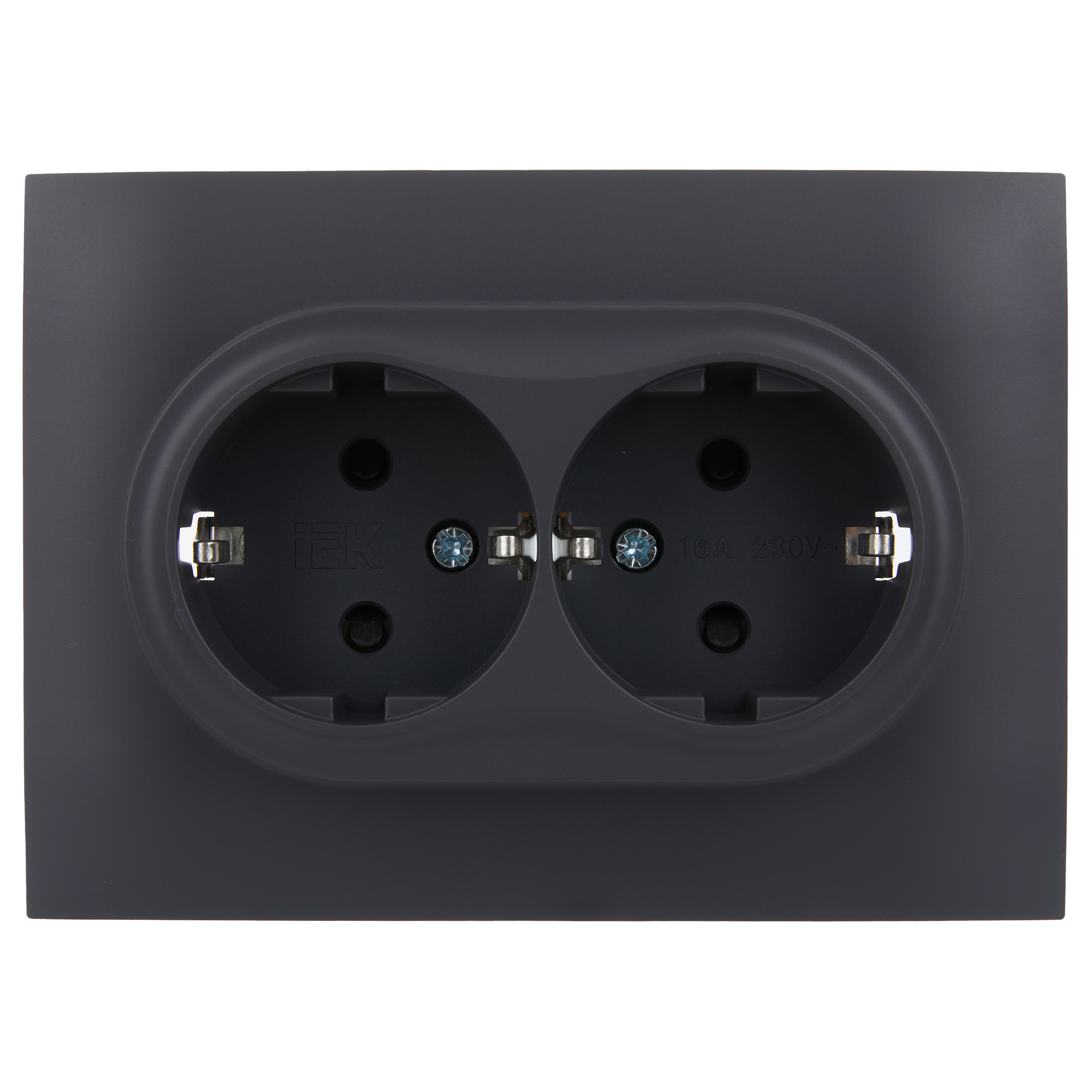 SKANDY Розетка 2-местная с заземлением с защитными шторками 16А в сборе SK-R07T титан IEK