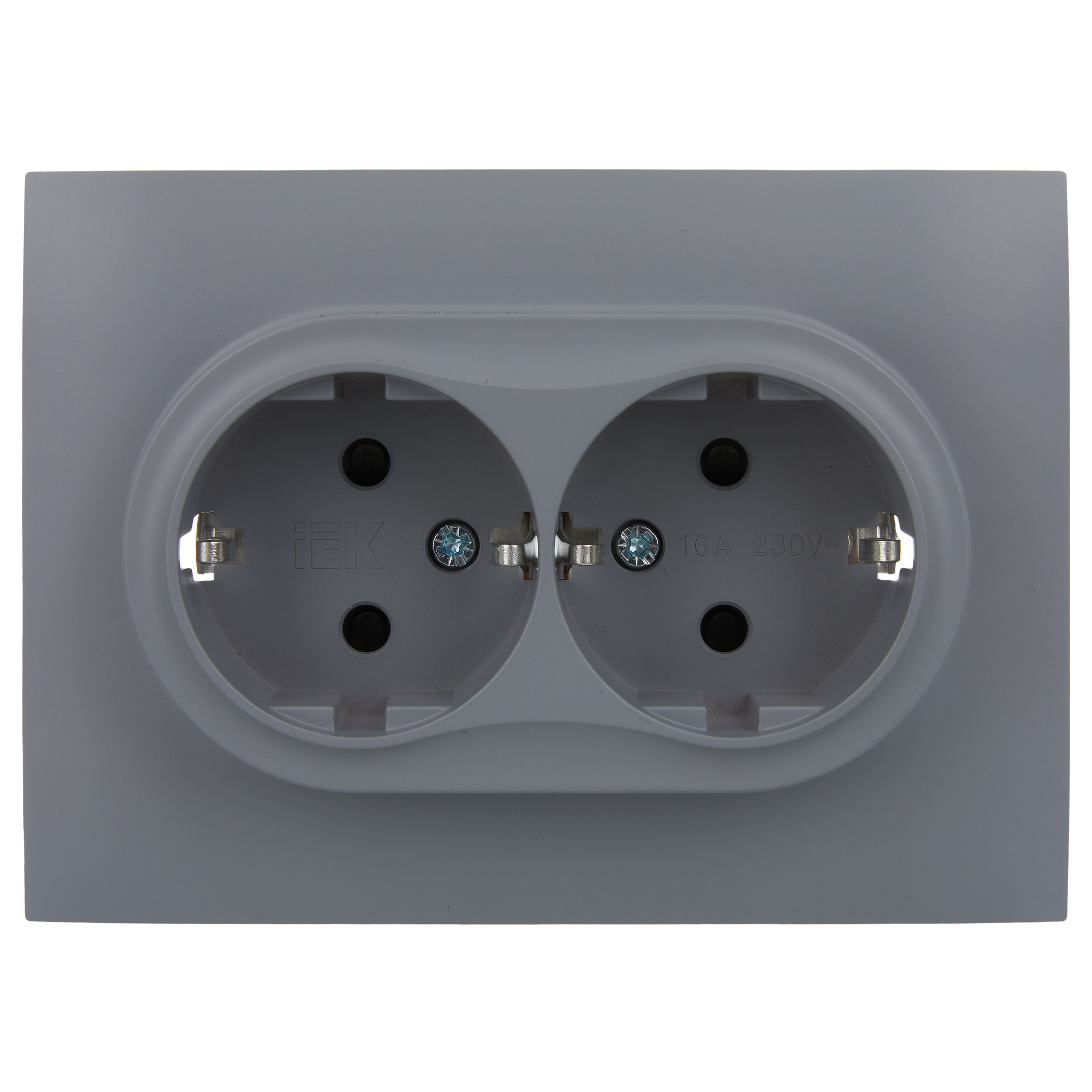 SKANDY Розетка 2-местная с заземлением с защитными шторками 16А в сборе SK-R07Gr серый IEK