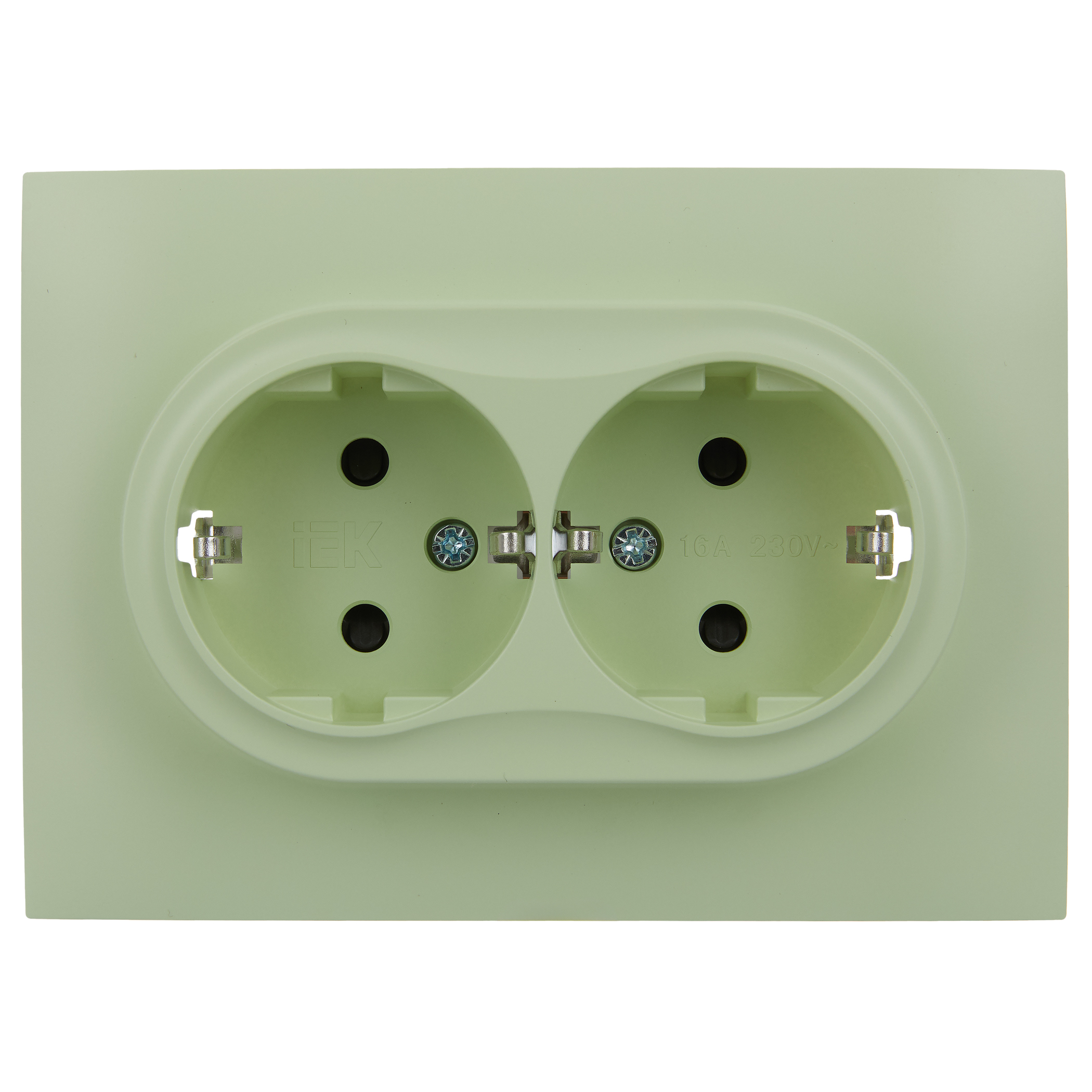 SKANDY Розетка 2-местная с заземлением с защитными шторками 16А в сборе SK-R07G мятный IEK
