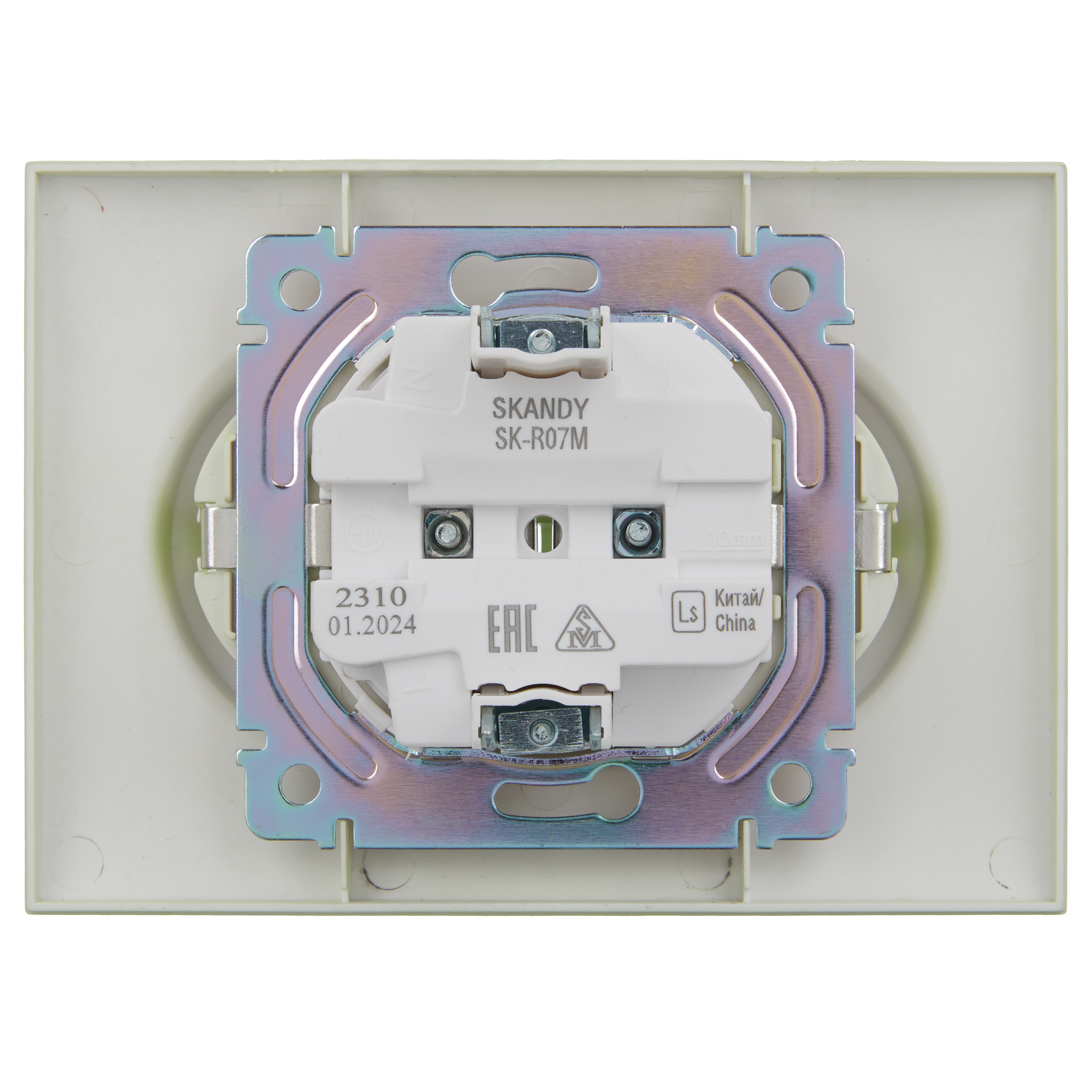 SKANDY Розетка 2-местная с заземлением с защитными шторками 16А в сборе SK-R07G мятный IEK