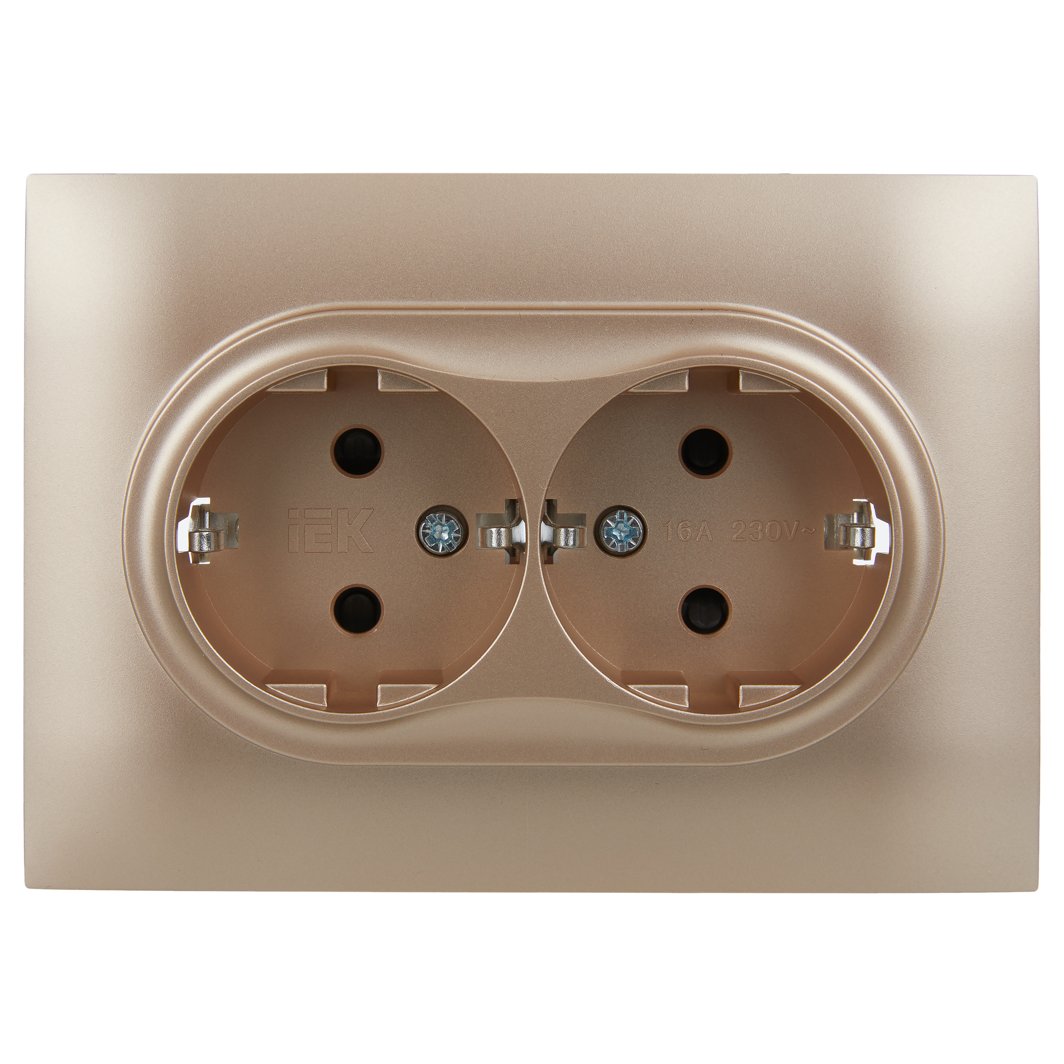 SKANDY Розетка 2-местная с заземлением с защитными шторками 16А в сборе SK-R07Sa песочный IEK