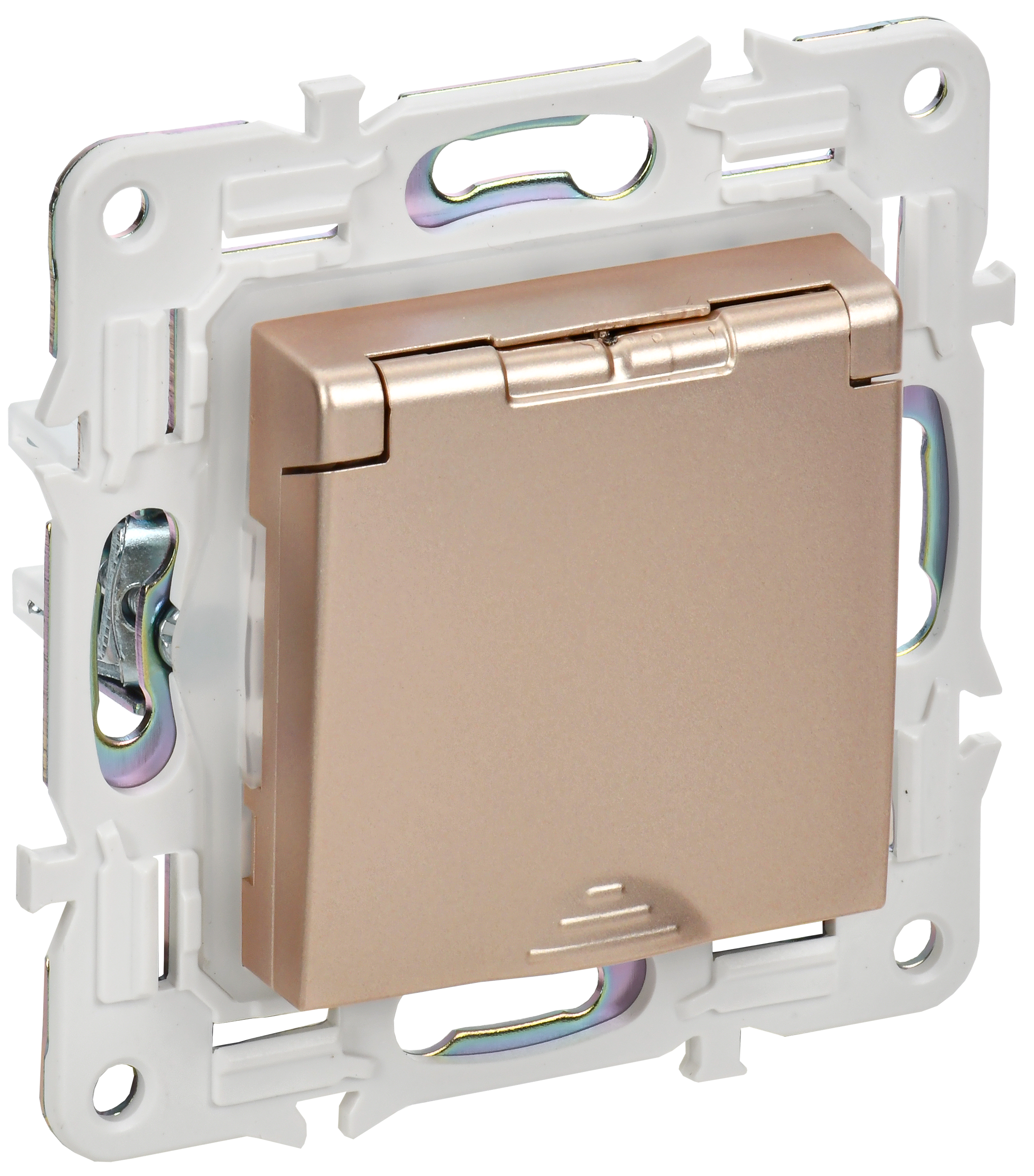 SKANDY Розетка 1-местная с заземлением с защитными шторками и крышкой 16А IP44 SK-R11Sa песочный IEK