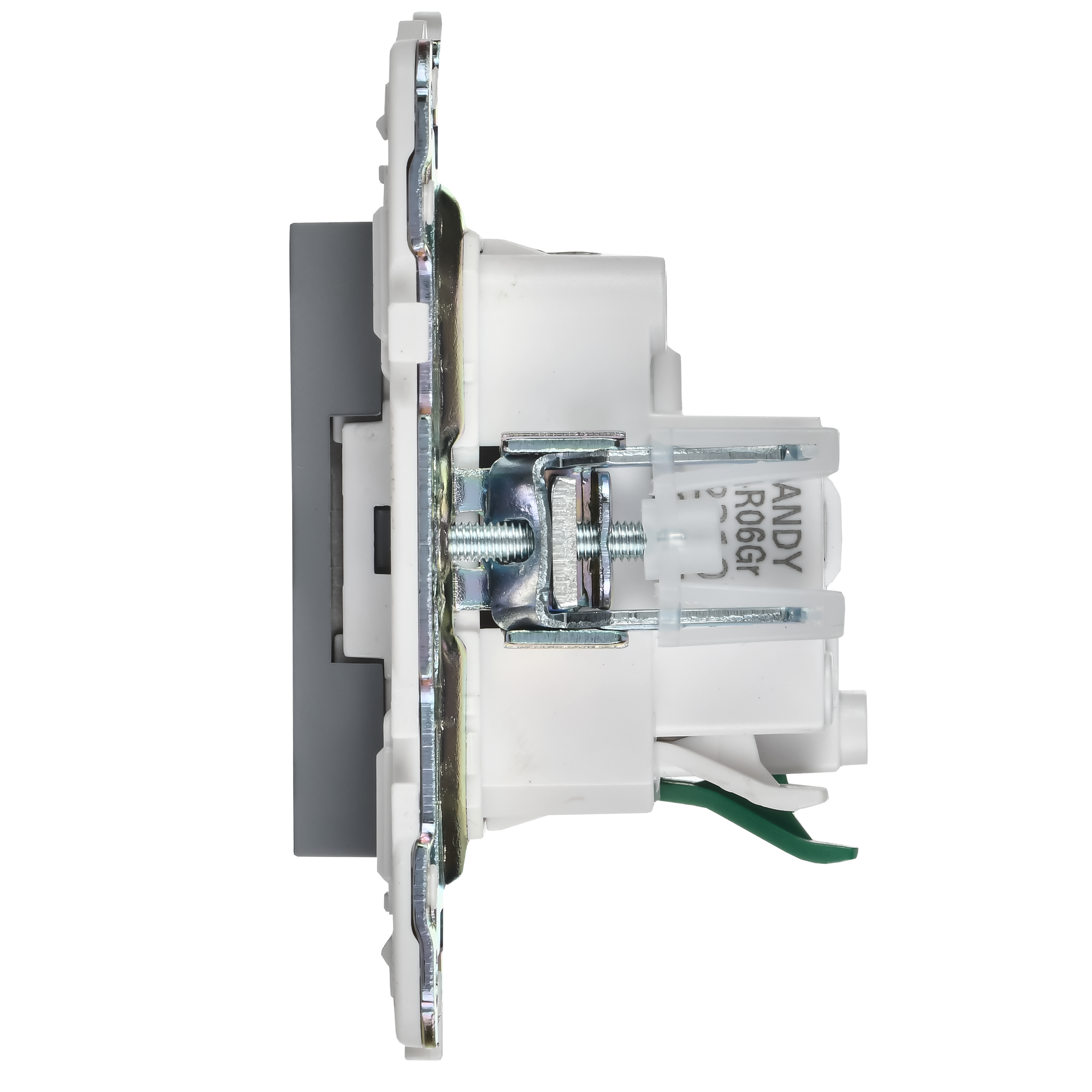 SKANDY Розетка с заземлением с защитными шторками 16А безвинтовое крепление SK-R06Gr серый IEK