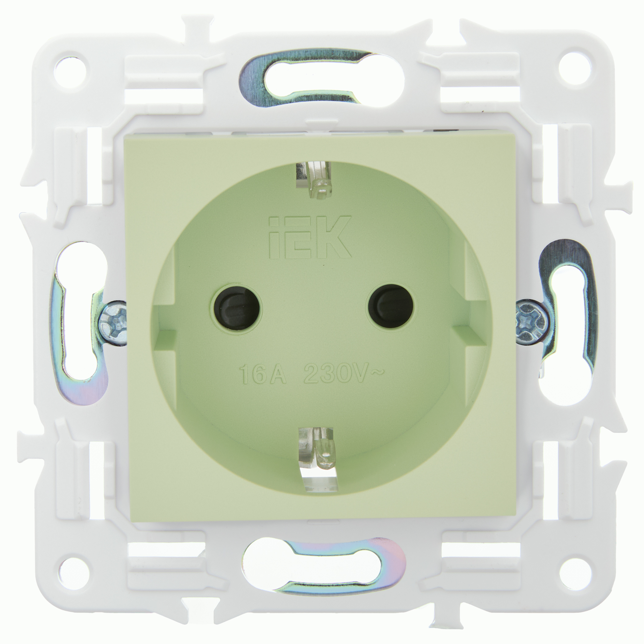 SKANDY Розетка с заземлением с защитными шторками 16А безвинтовое крепление SK-R06G мятный IEK