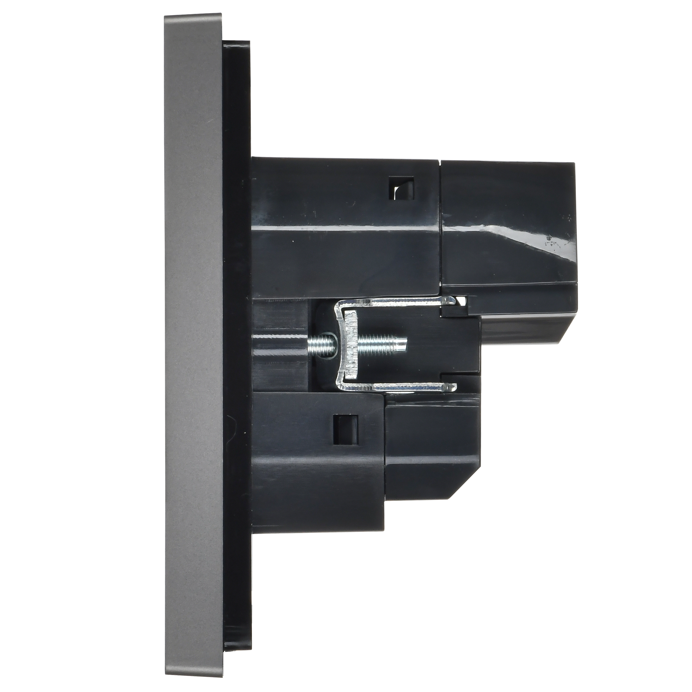 FORTE&PIANO Розетка 1-местная с заземлением с защитными шторками винтовое крепление 16А USB A+C 18Вт FP547 сталь IEK