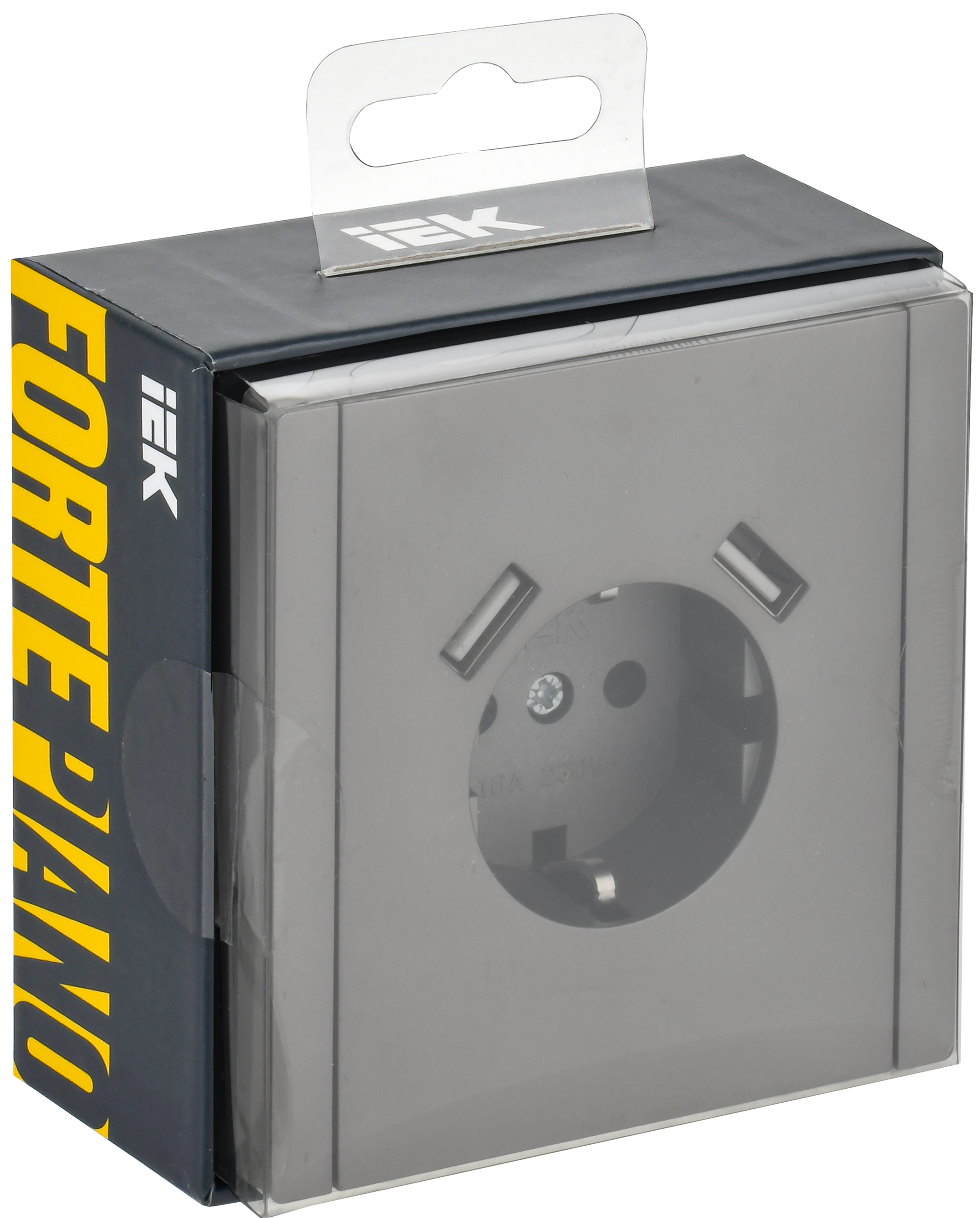 FORTE&PIANO Розетка 1-местная с заземлением с защитными шторками винтовое крепление 16А USB A+A 3,1А FP545 сталь IEK