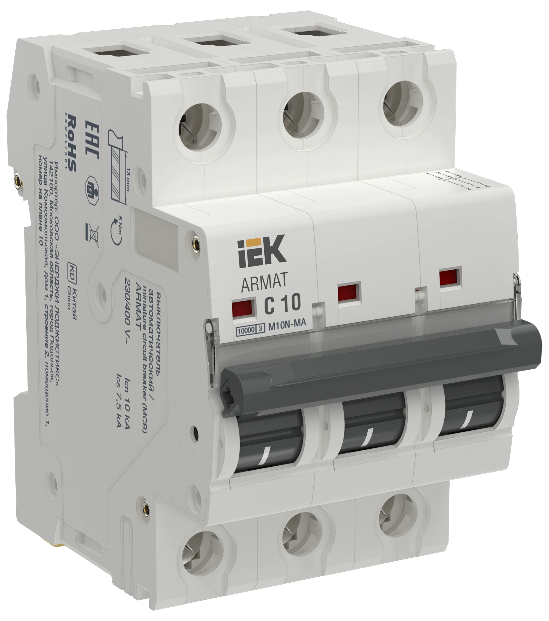 ARMAT Автоматический выключатель без теплового расцепителя M10N-MA 3P C 10А IEK