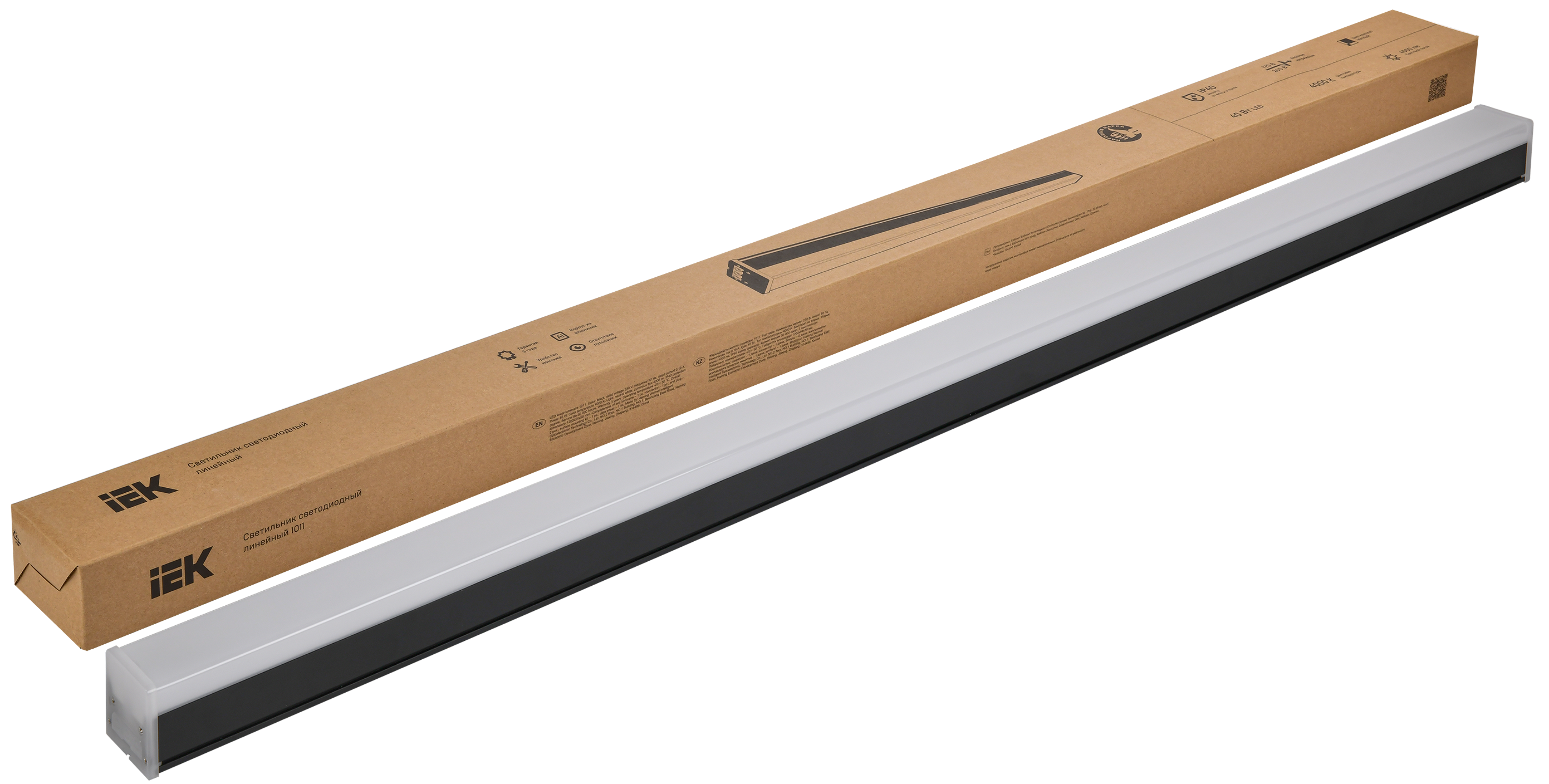 Светильник светодиодный линейный 1011 40Вт 4000К 1200х54х58мм черный IEK