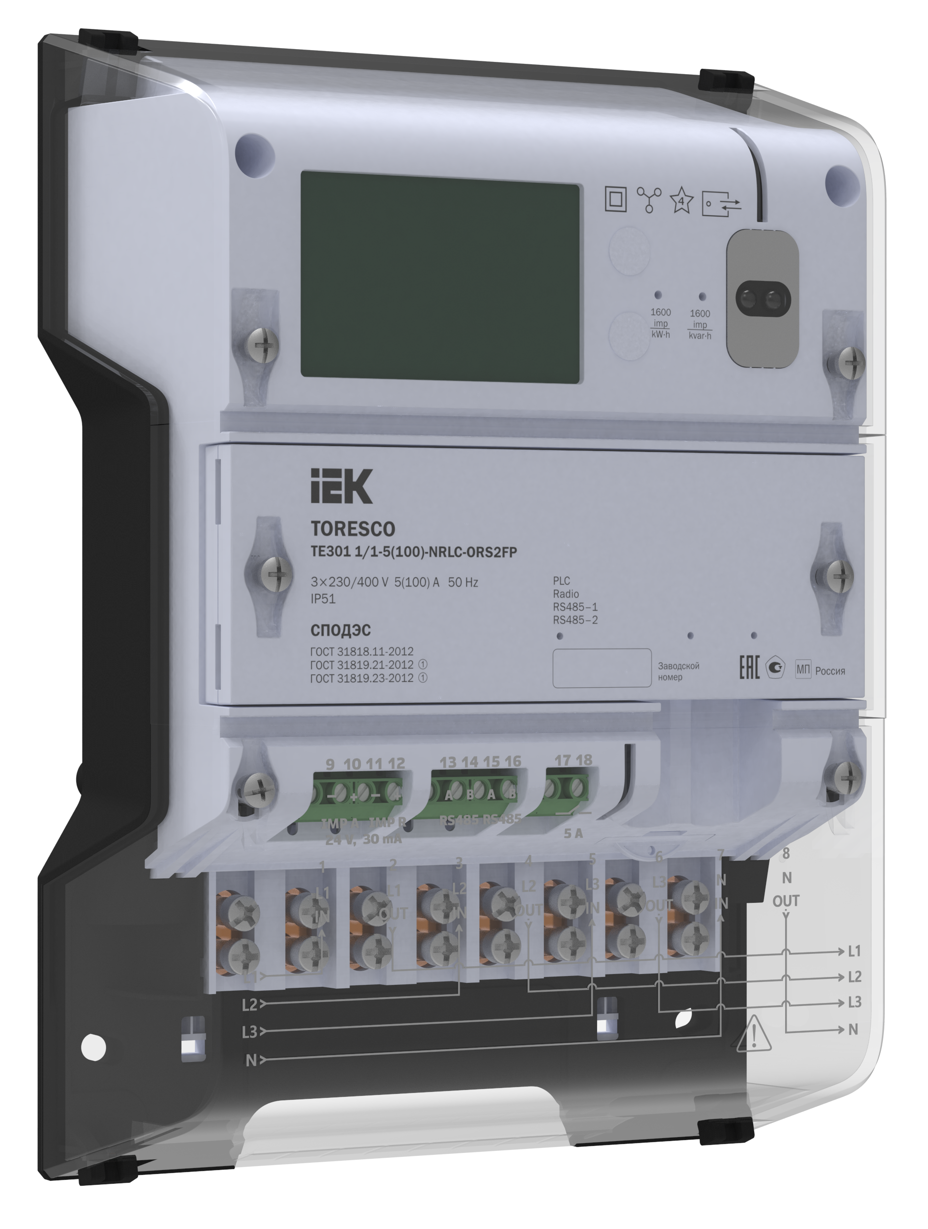 TORESCO Счетчик электрической энергии TE301 1/1-5(100)-NRLC-ORS2FPG IEK