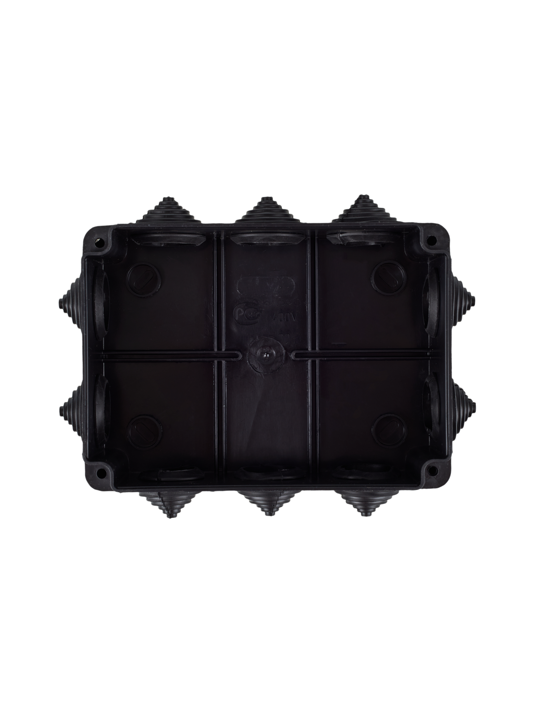 Коробка распаячная КМ41242 для открытой проводки безгалогенная (HF) 150х110х70мм IP55 10 гермовводов черная (RAL 9005) IEK