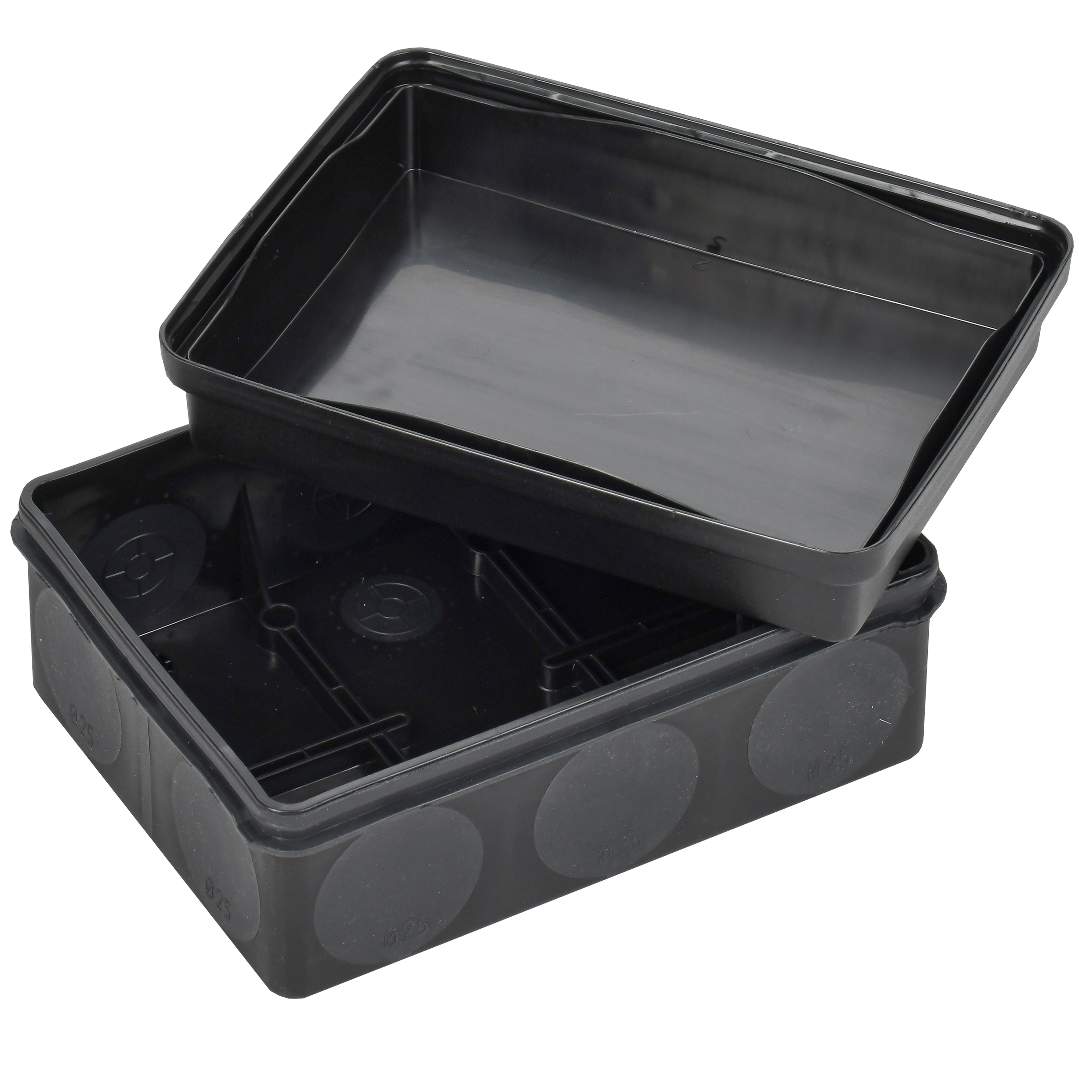 Коробка распаячная двухкомпонентная КМ42441 для открытой проводки безгалогенная (HF) 150х110х70мм IP67 10 вводов черная IEK