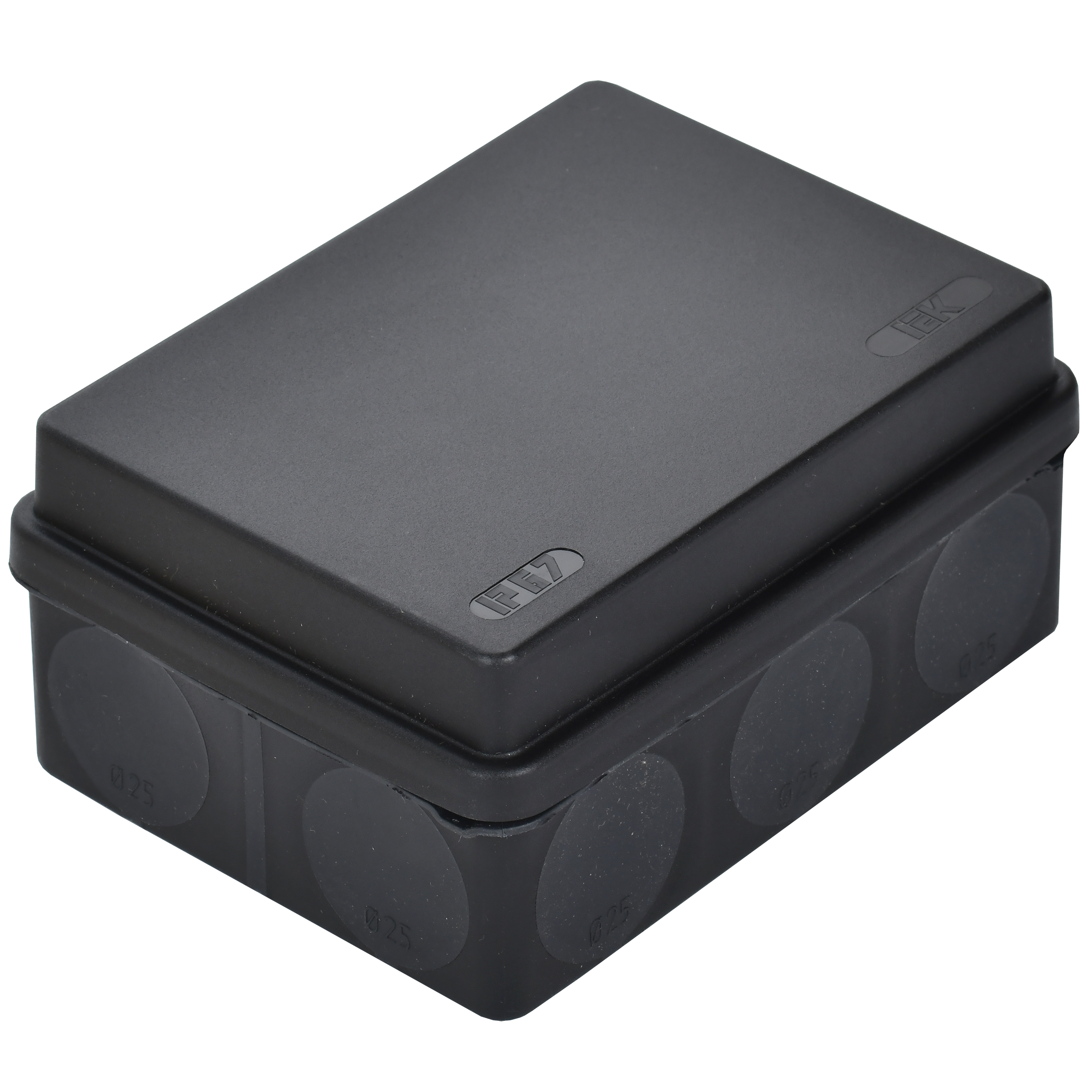 Коробка распаячная двухкомпонентная КМ42441 для открытой проводки безгалогенная (HF) 150х110х70мм IP67 10 вводов черная IEK