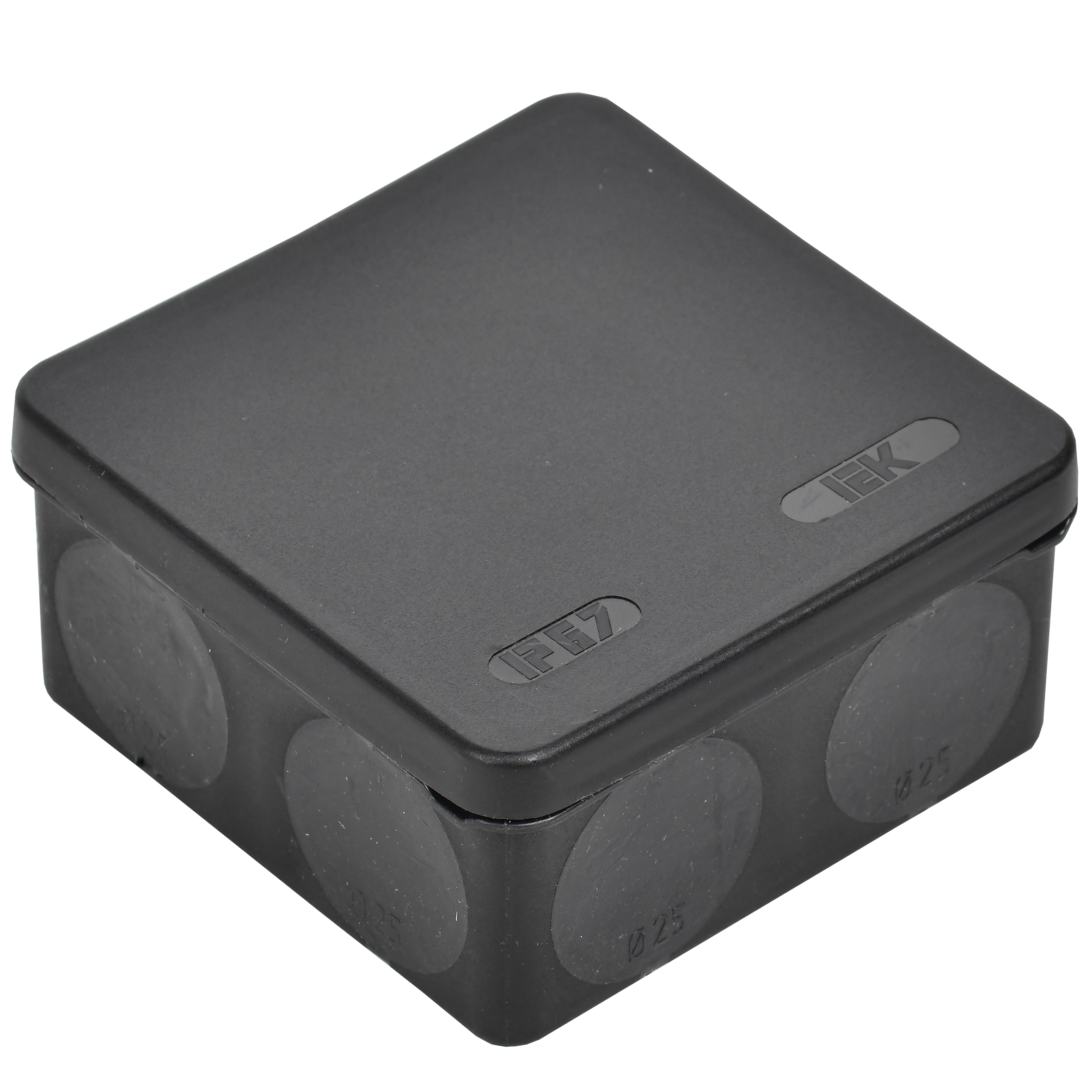 Коробка распаячная двухкомпонентная КМ42455 для открытой проводки безгалогенная (HF) 100х100х50мм IP67 8 вводов черная IEK