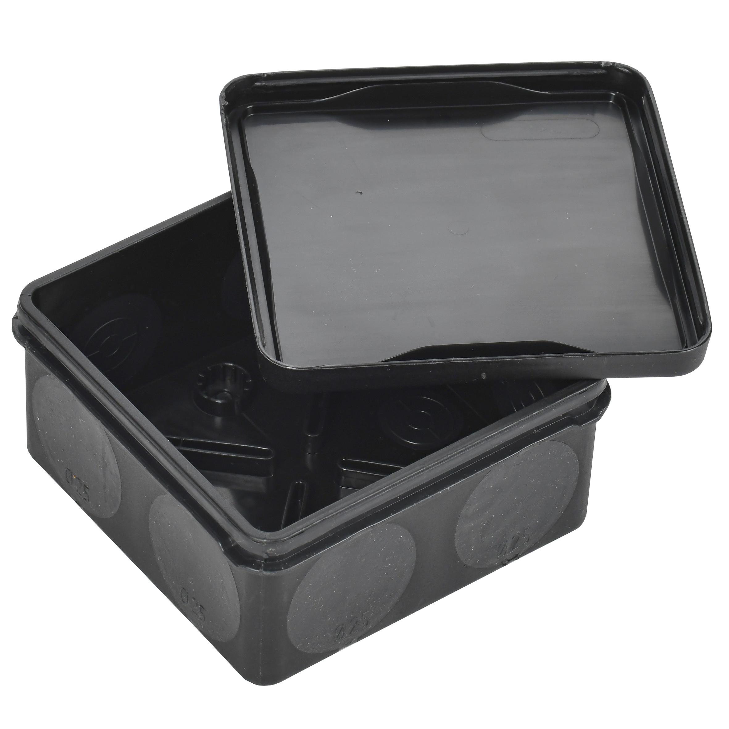 Коробка распаячная двухкомпонентная КМ42435 для открытой проводки безгалогенная (HF) 80х80х40мм IP67 8 вводов черная IEK