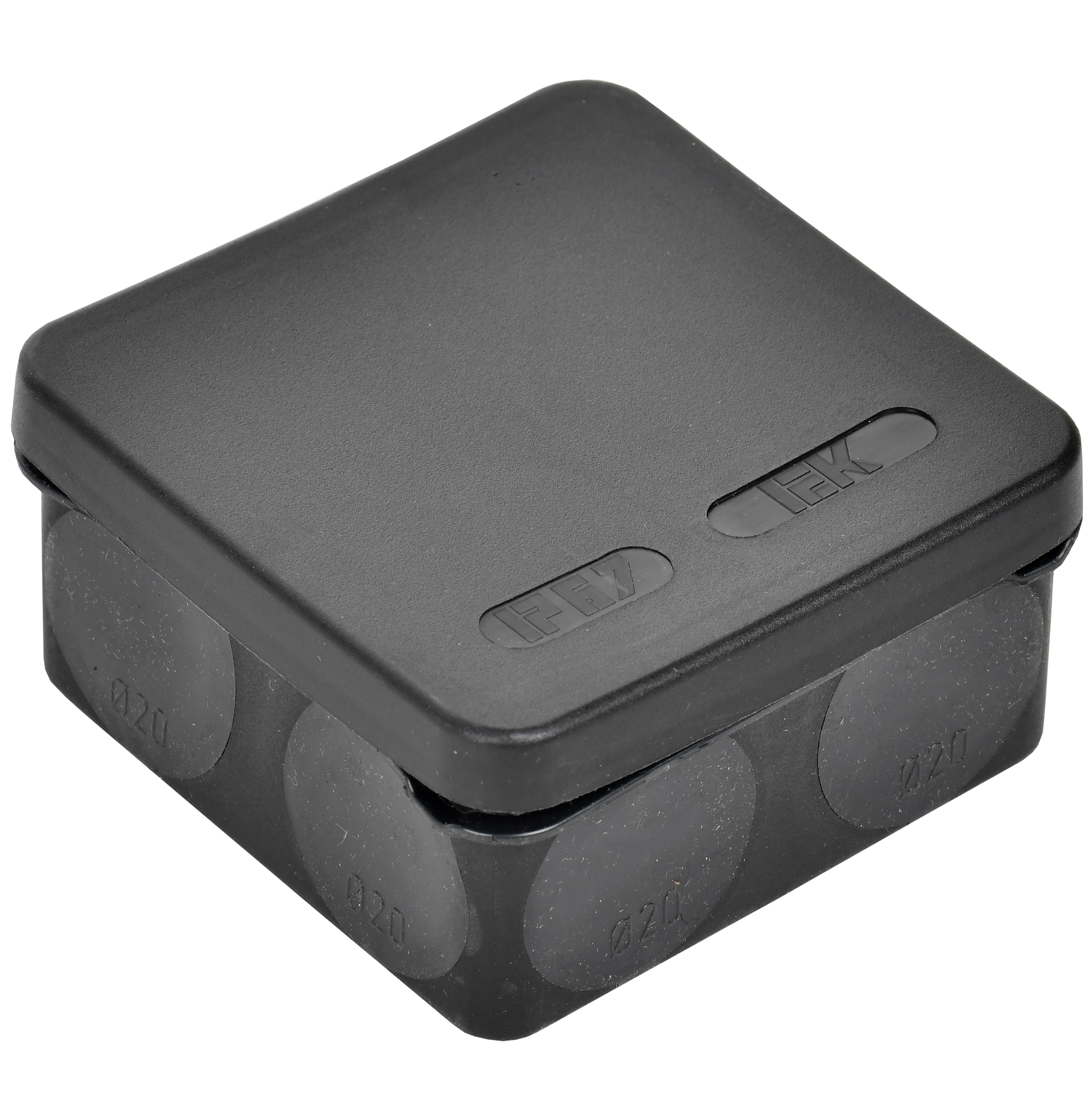 Коробка распаячная двухкомпонентная КМ42435 для открытой проводки безгалогенная (HF) 80х80х40мм IP67 8 вводов черная IEK