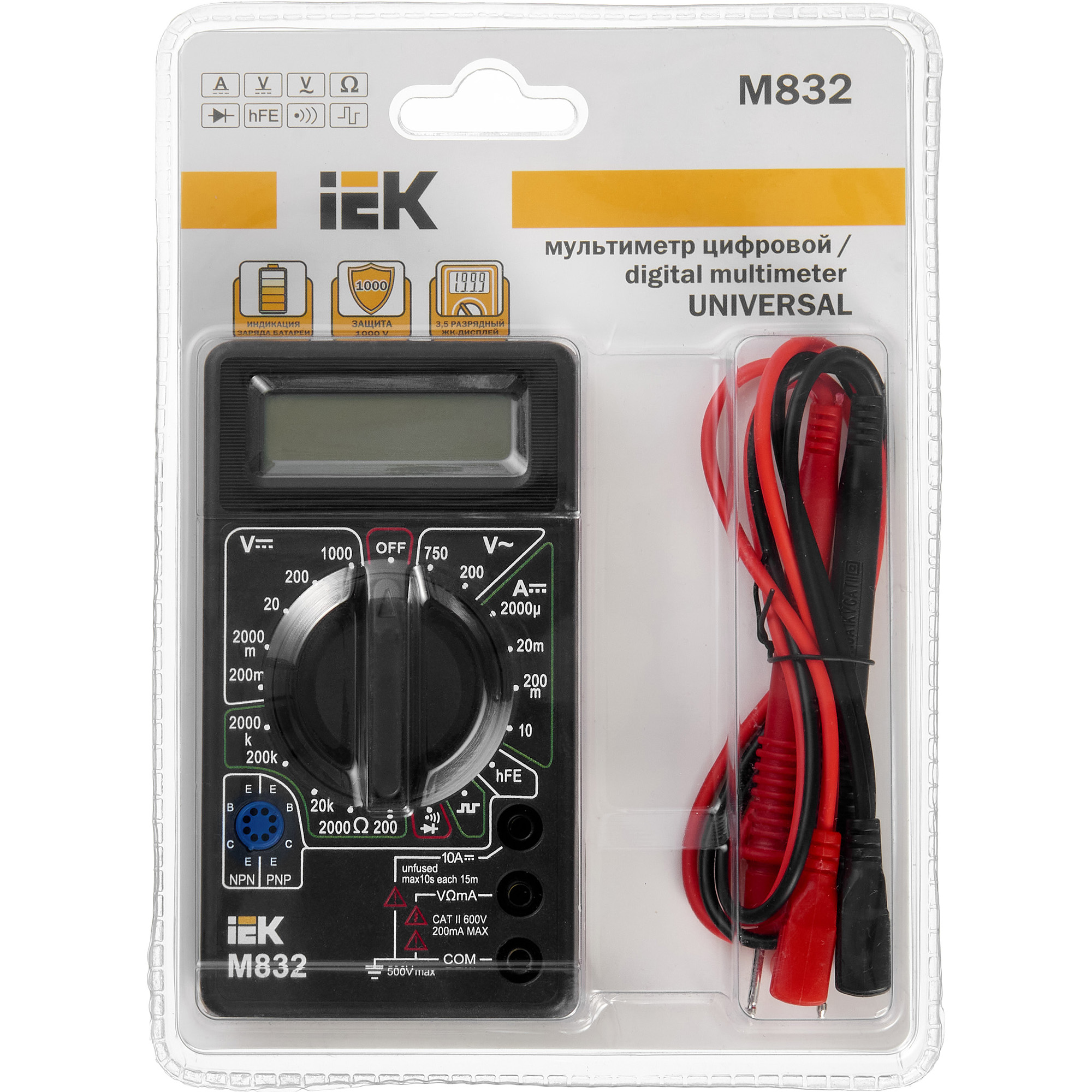 Мультиметр цифровой UNIVERSAL M832 IEK