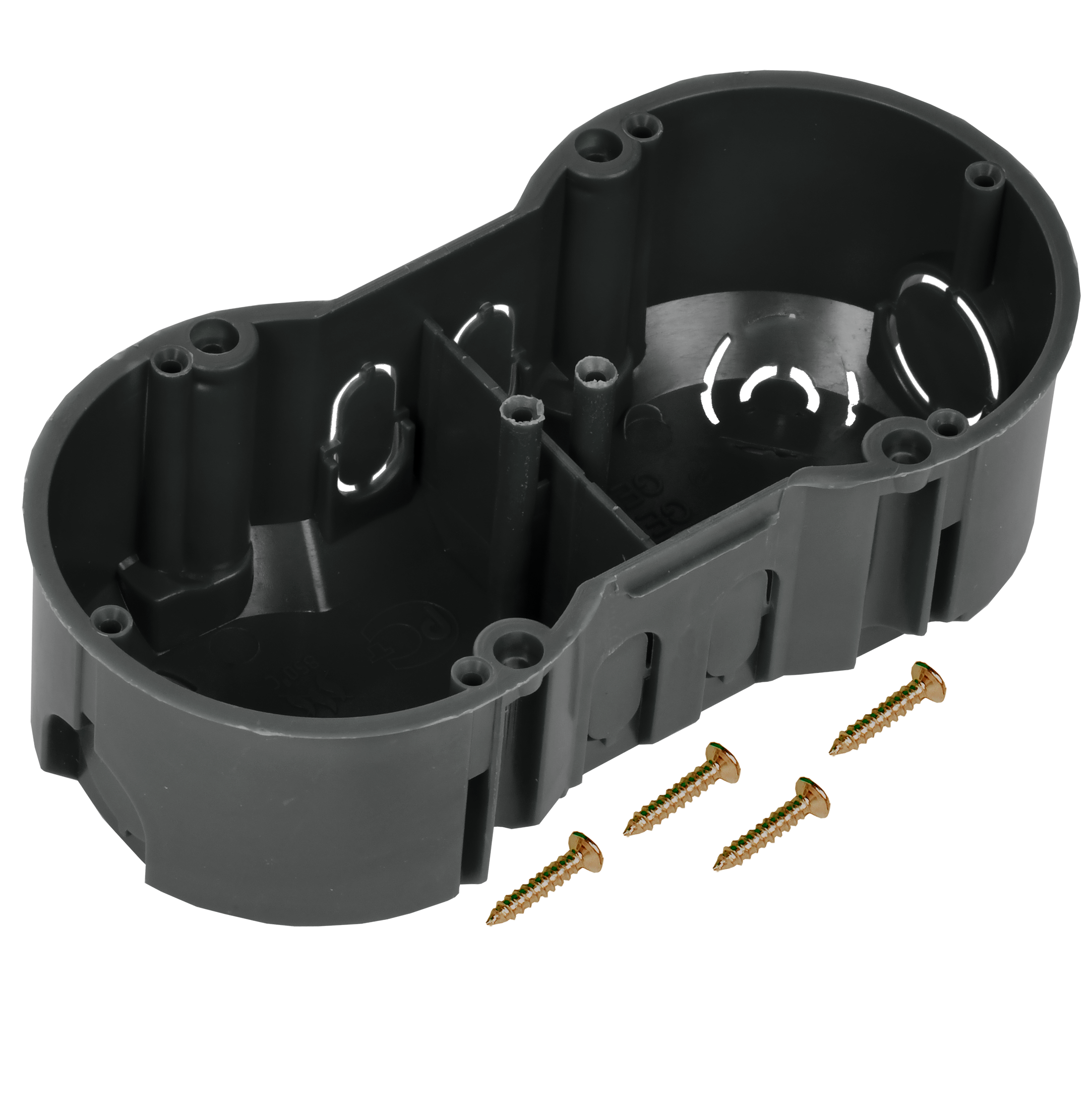 Коробка установочная КМ40007 двухместная для твердых стен безгалогенная (HF) 141х70х45мм с саморезами IEK