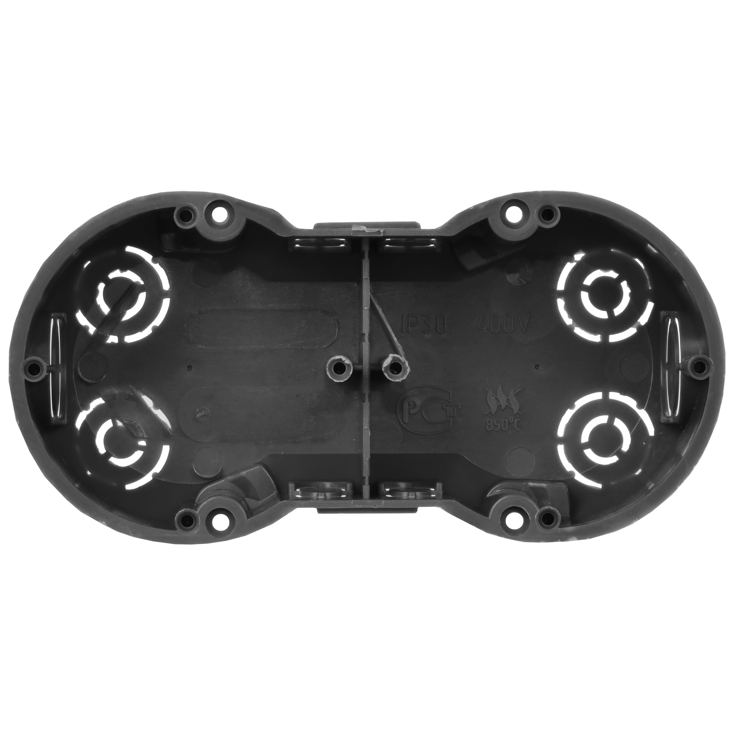 Коробка установочная КМ40007 двухместная для твердых стен безгалогенная (HF) 141х70х45мм с саморезами IEK