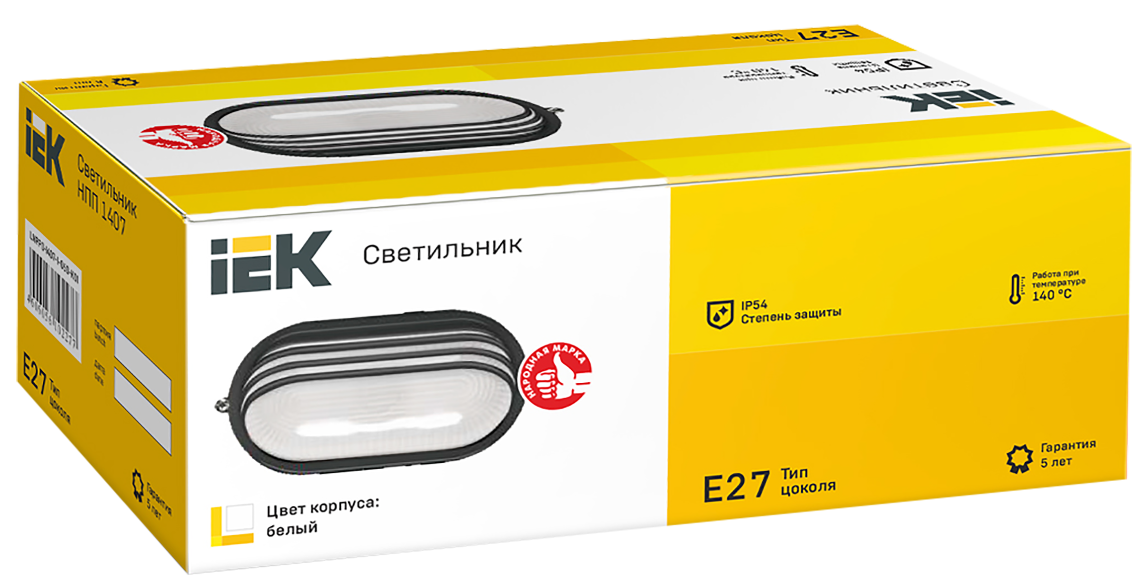 Светильник НПП1407 овал ресничка 60Вт IP54 белый IEK