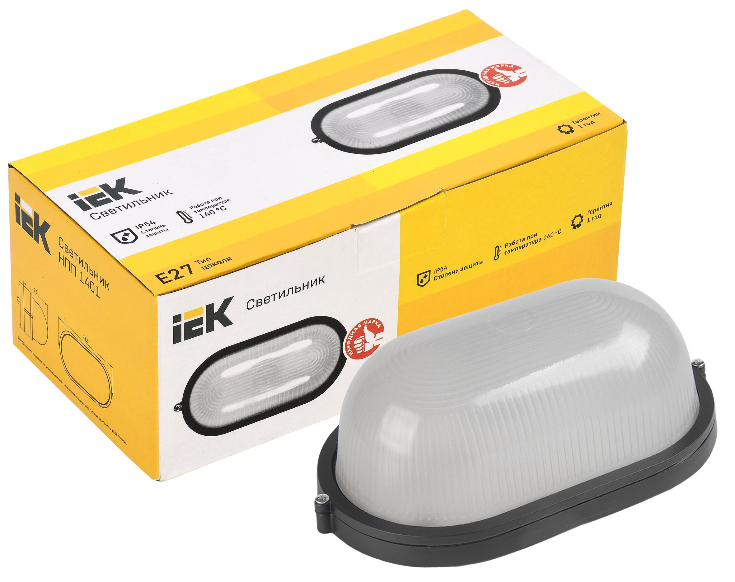 Светильник НПП1401 овал 60Вт IP54 черный IEK