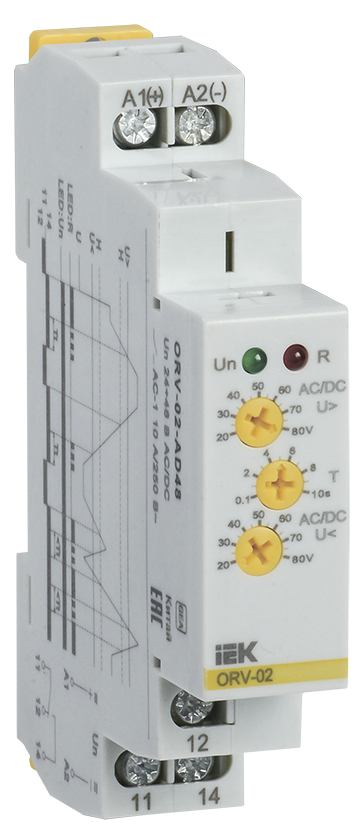 Реле контроля напряжения ORV однофазное 24-48В AC/DC IEK