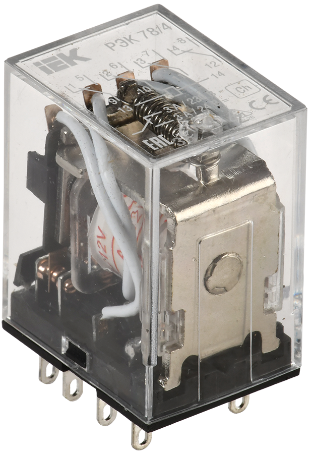 Реле РЭК78/4(MY4) с индикацией 3А 12В AC IEK