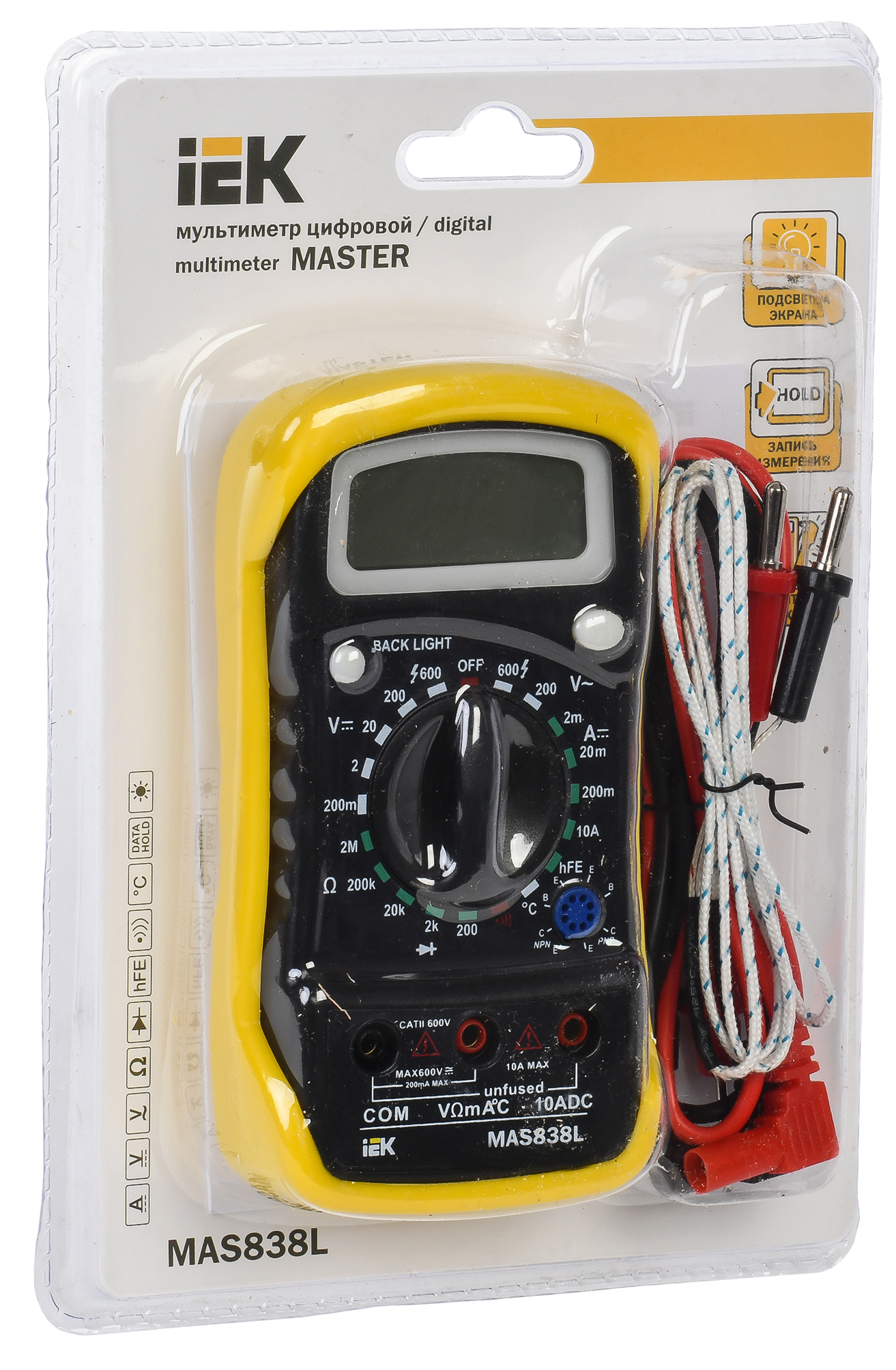 Мультиметр цифровой MASTER MAS838L IEK