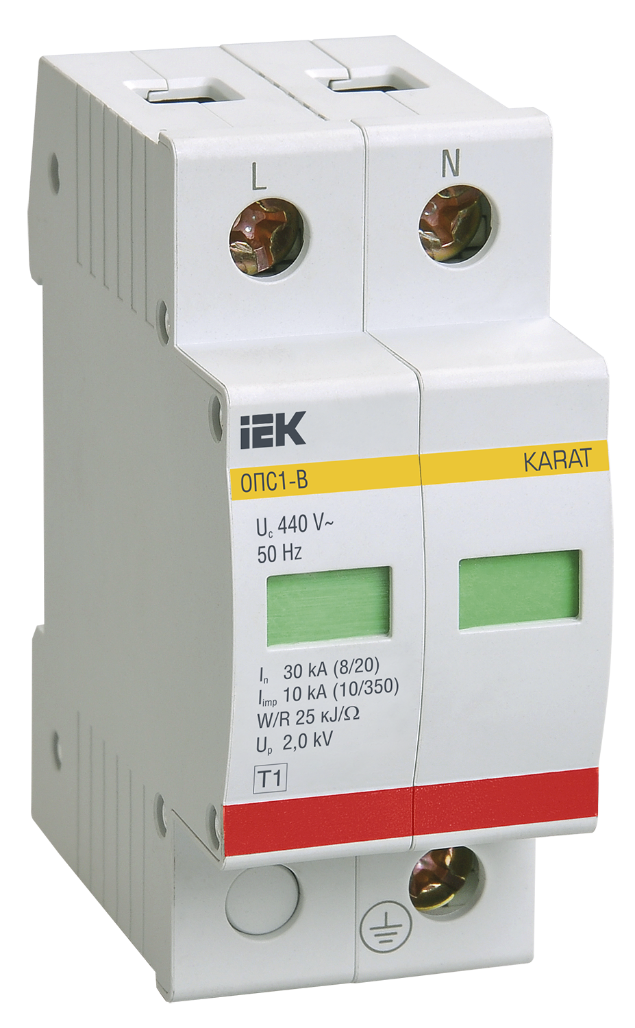 KARAT Ограничитель импульсного перенапряжения ОПС1-B 2P In=30кА Un=400В Im=60кА IEK