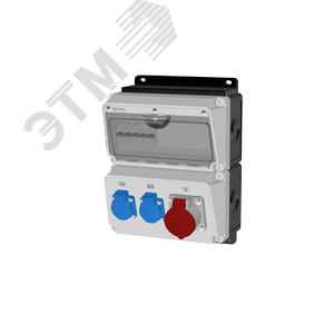 Комбинация розеток , Вход М32, клеммы, 1xCEE16A5p, 2xSchuko16A, IP44.